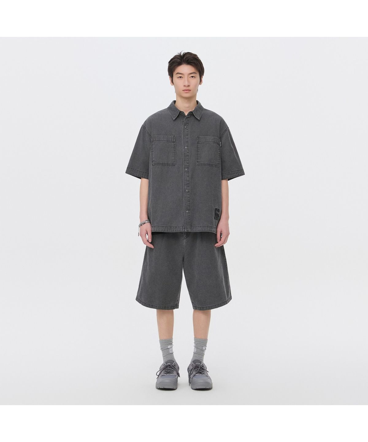 커스텀멜로우(CUSTOMELLOW) [Vincent] Grey Cotton Dyed Shorts CWPAM26491GYD