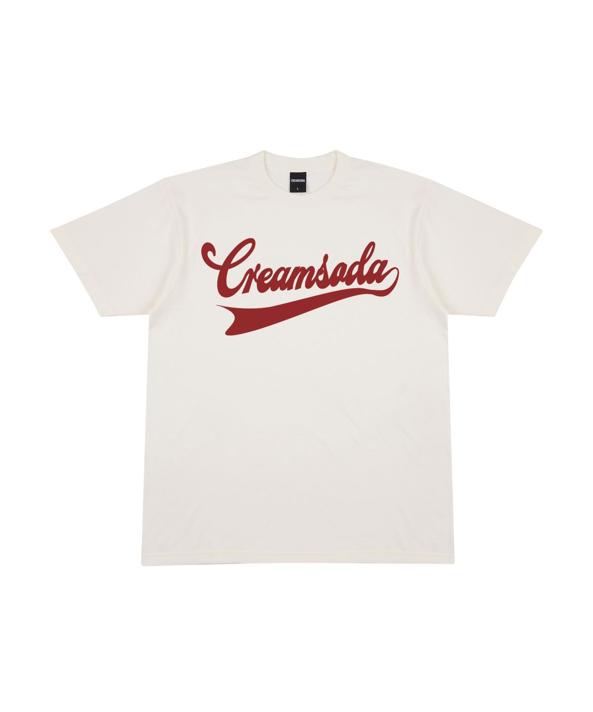 크림소다랩(CREAM SODA LAB) [2PACK] 어센틱 로고 반팔티 아이보리(버건디) 화이트(블랙)