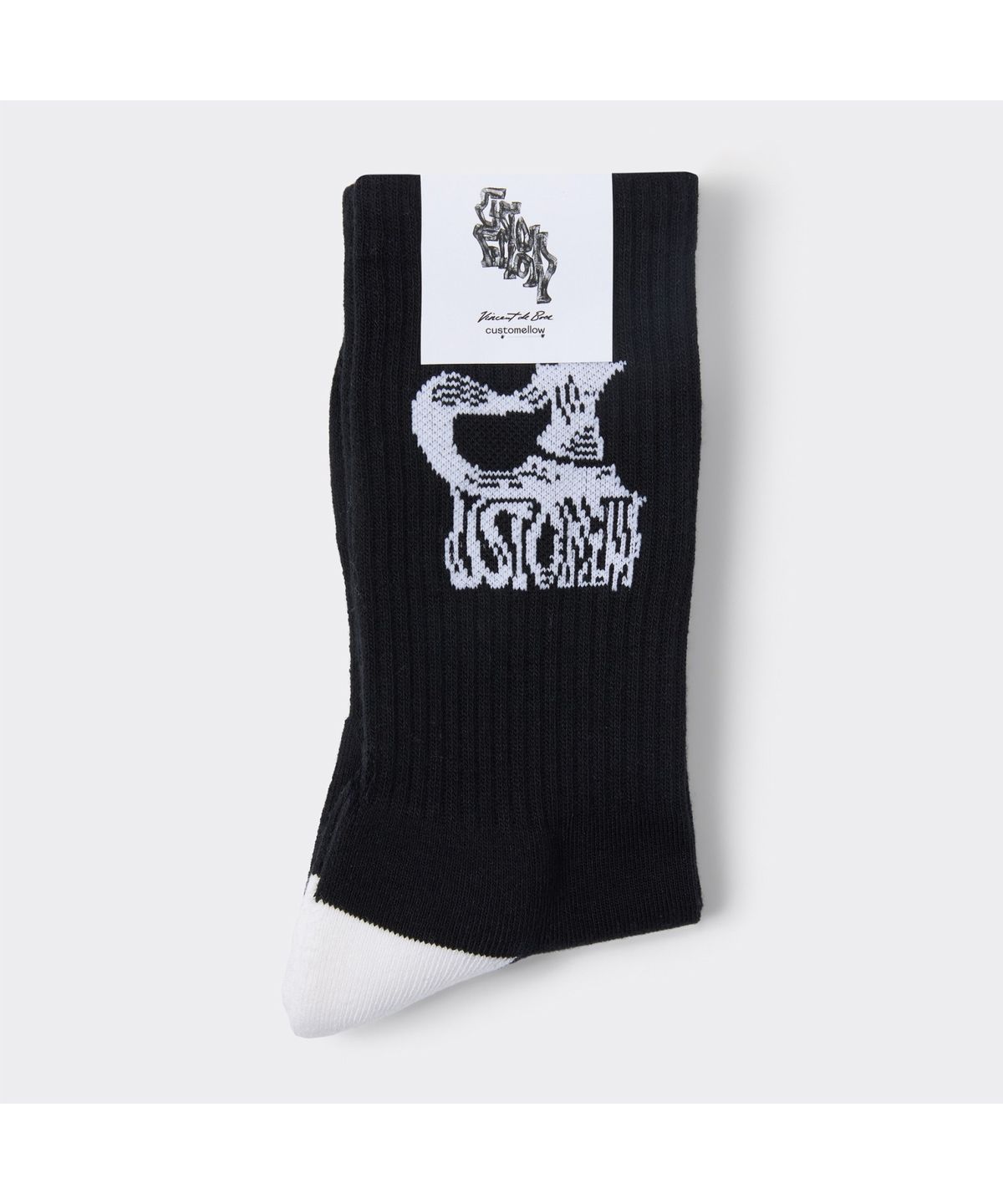 커스텀멜로우(CUSTOMELLOW) [Vincent] Black Graphic Socks CALAX26481BKX