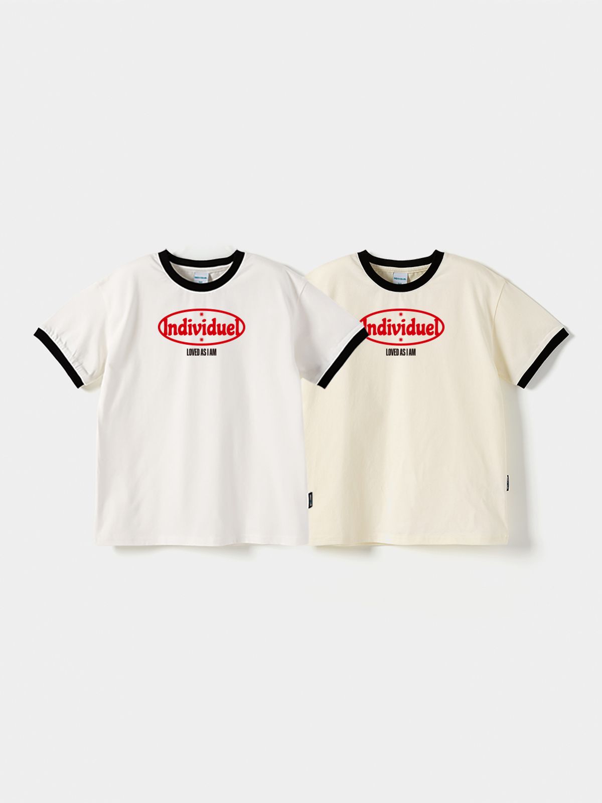 인디비주엘(INDIVIDUEL) 레트로러브 링거 반팔 티셔츠 - 2 COLOR