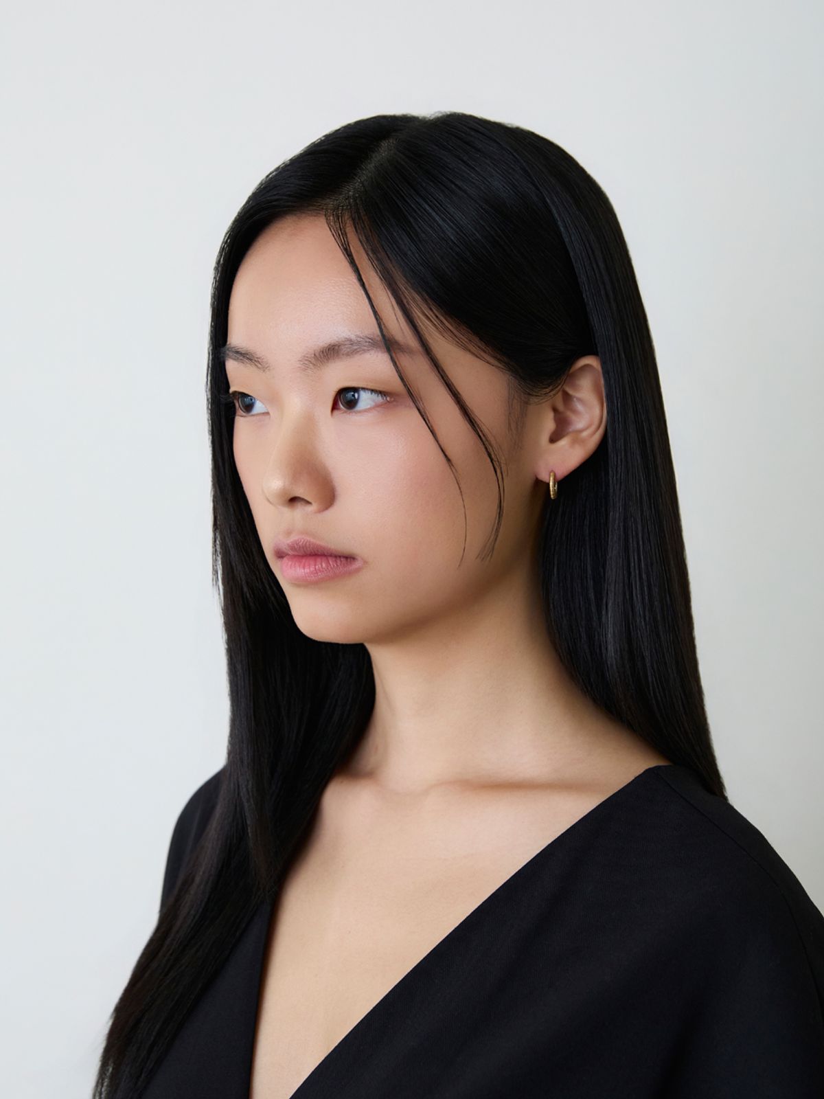 베누아(BENOIT) [실버925] 라인 원터치 후프 스몰 귀걸이 골드