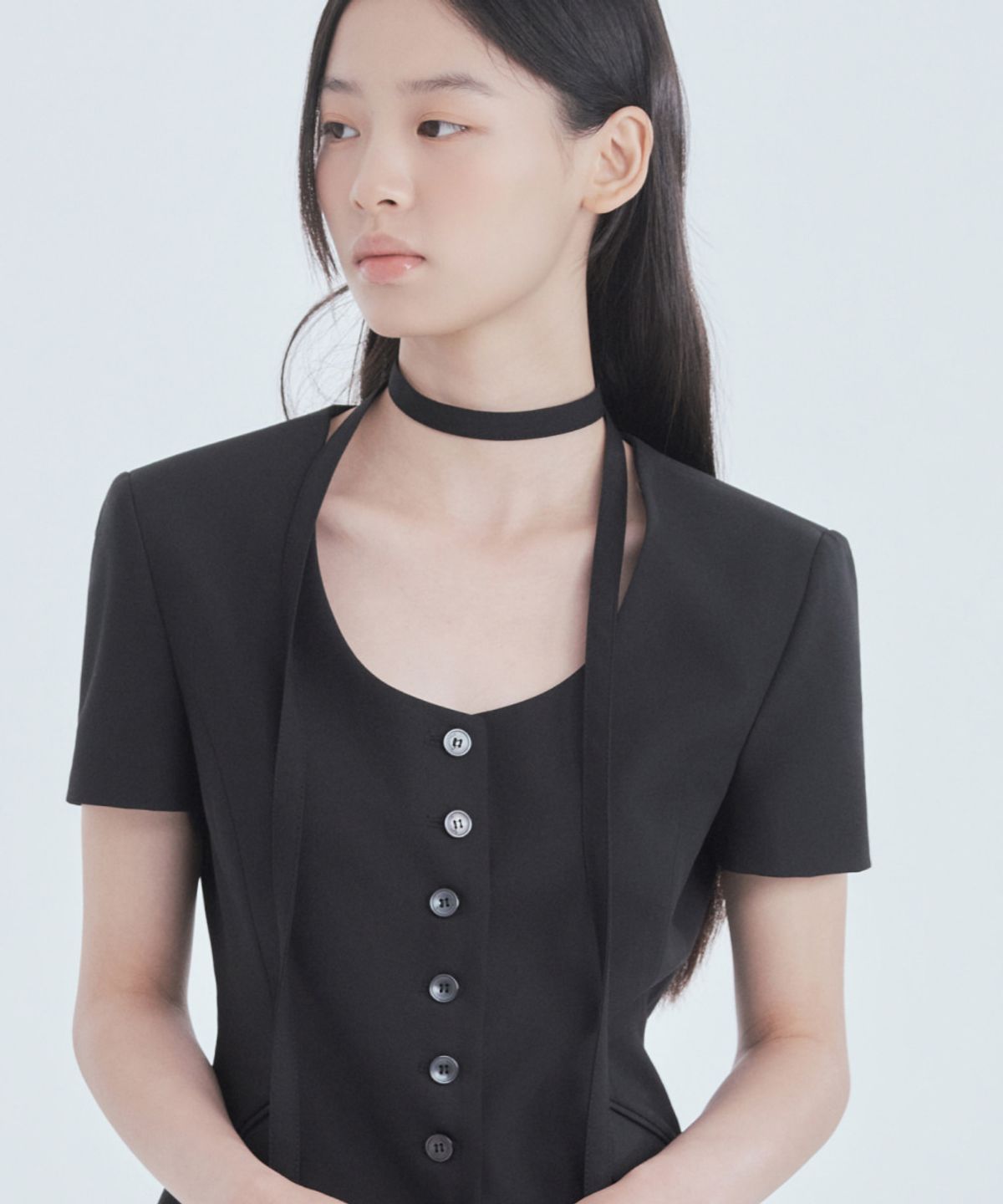 마우솔레움(MAU SOLEUM) Emma Suit Tie Strap - BlackGrey