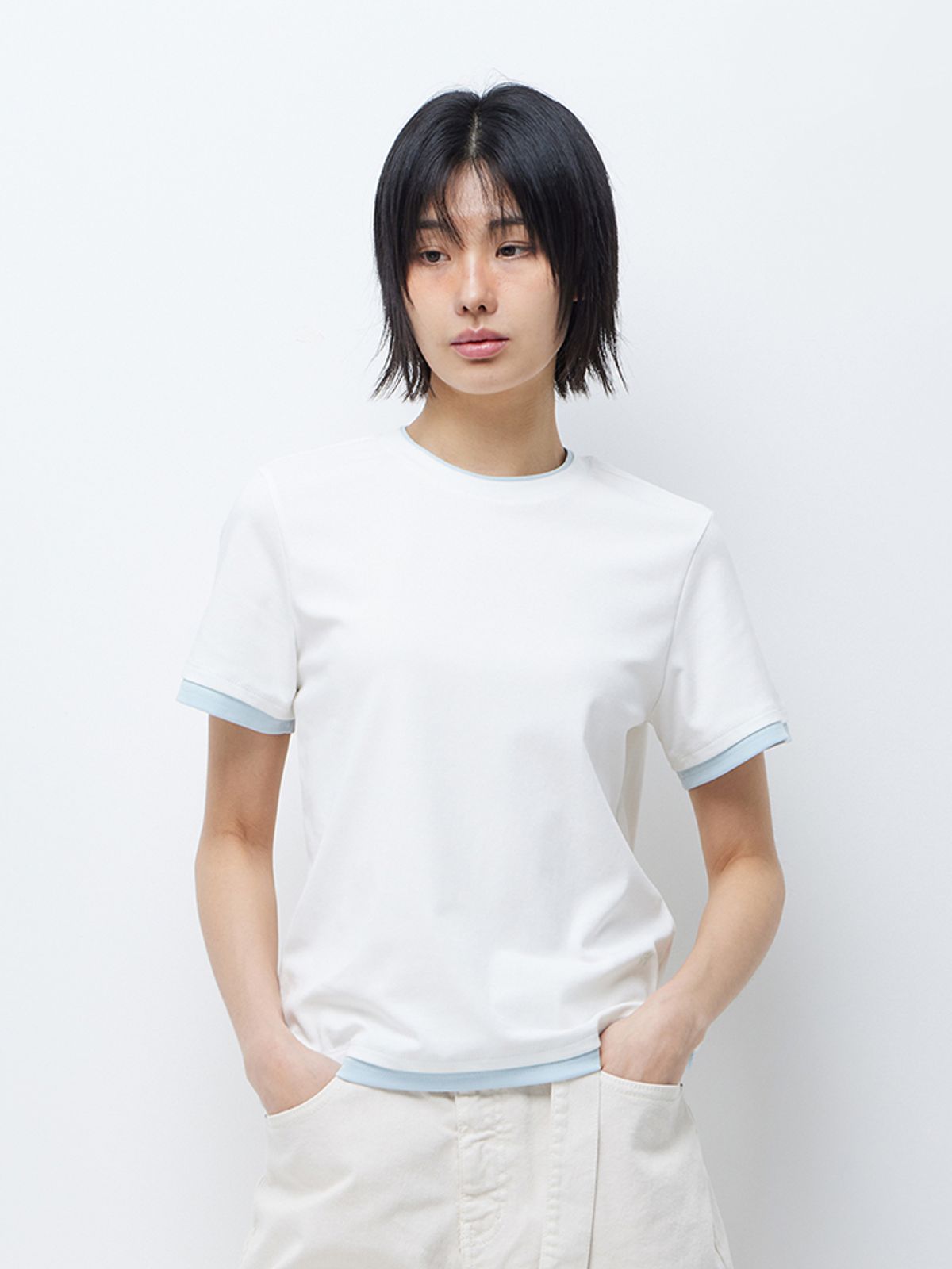 행텐(HANGTEN) 여성 레이어드 반팔 티셔츠_003(10570-131-415-69)