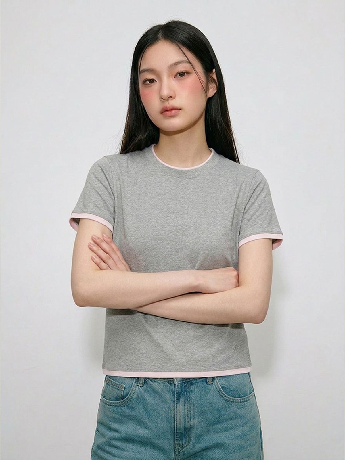 행텐(HANGTEN) 여성 레이어드 반팔 티셔츠_055(10570-131-415-69)