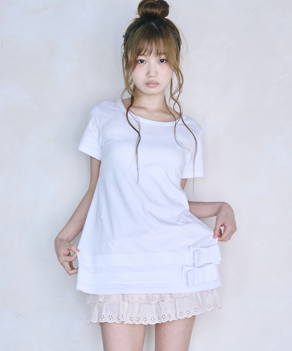레이즈미야(REISE MIYA) 나나 리본 티셔츠 [WHITE]