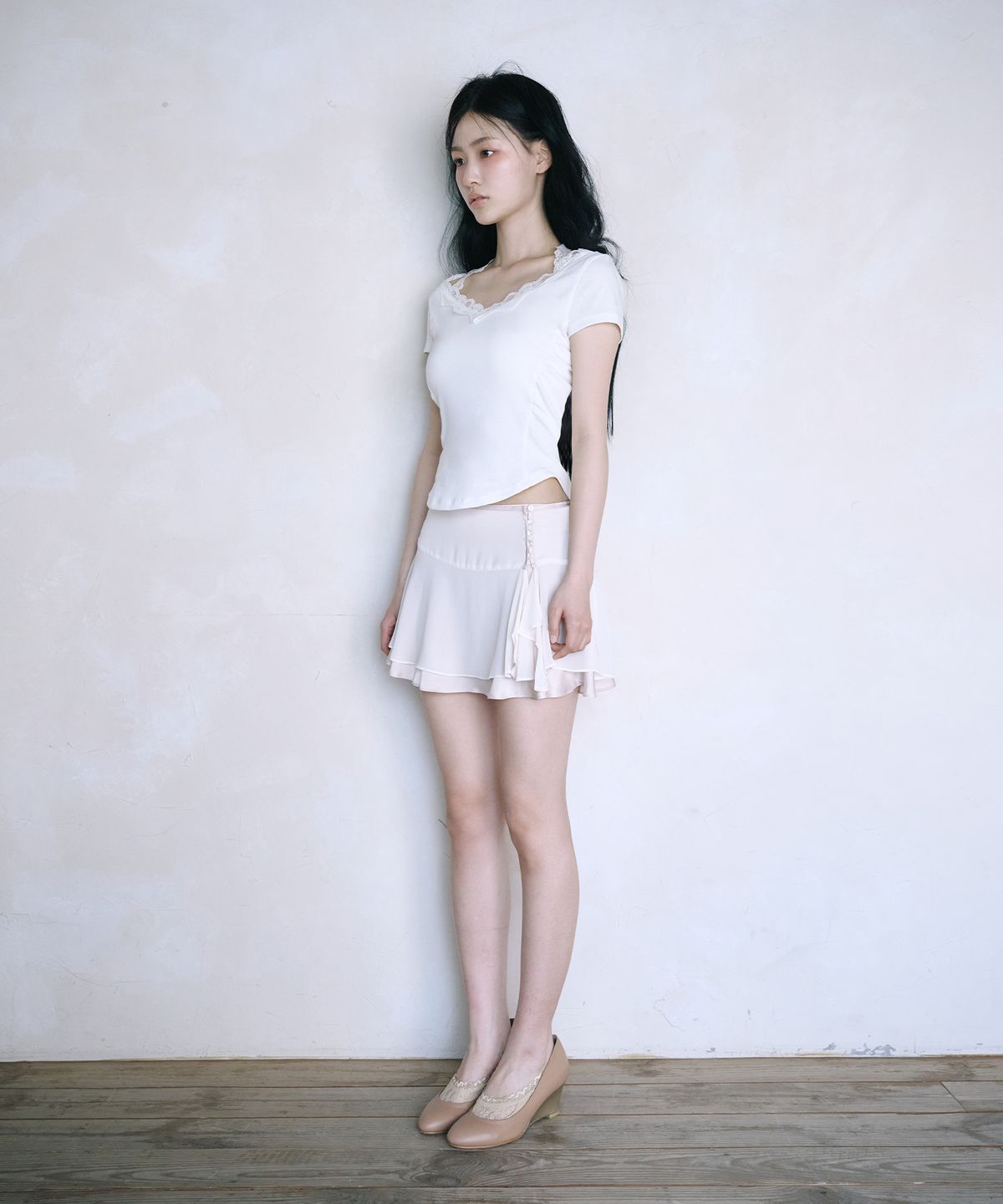 레이즈미야(REISE MIYA) 릴리 홀터넥 레이스 탑 [WHITE]