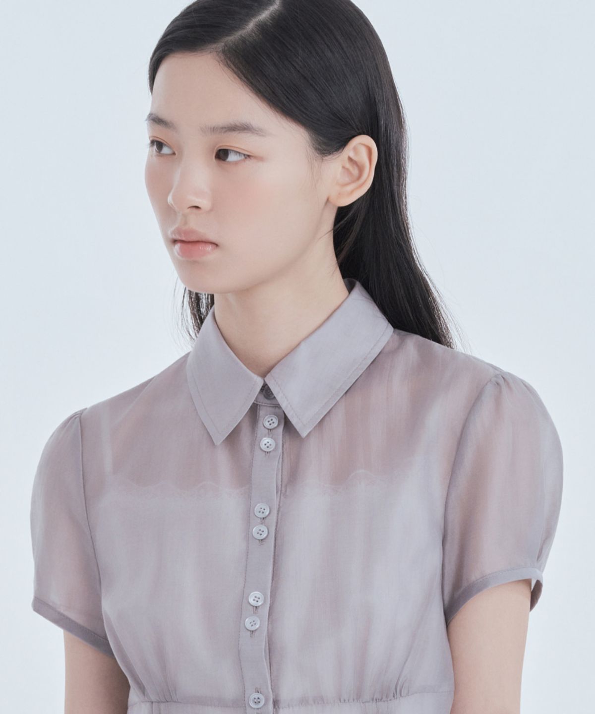 마우솔레움(MAU SOLEUM) Sheer Classic Blouse - Grey