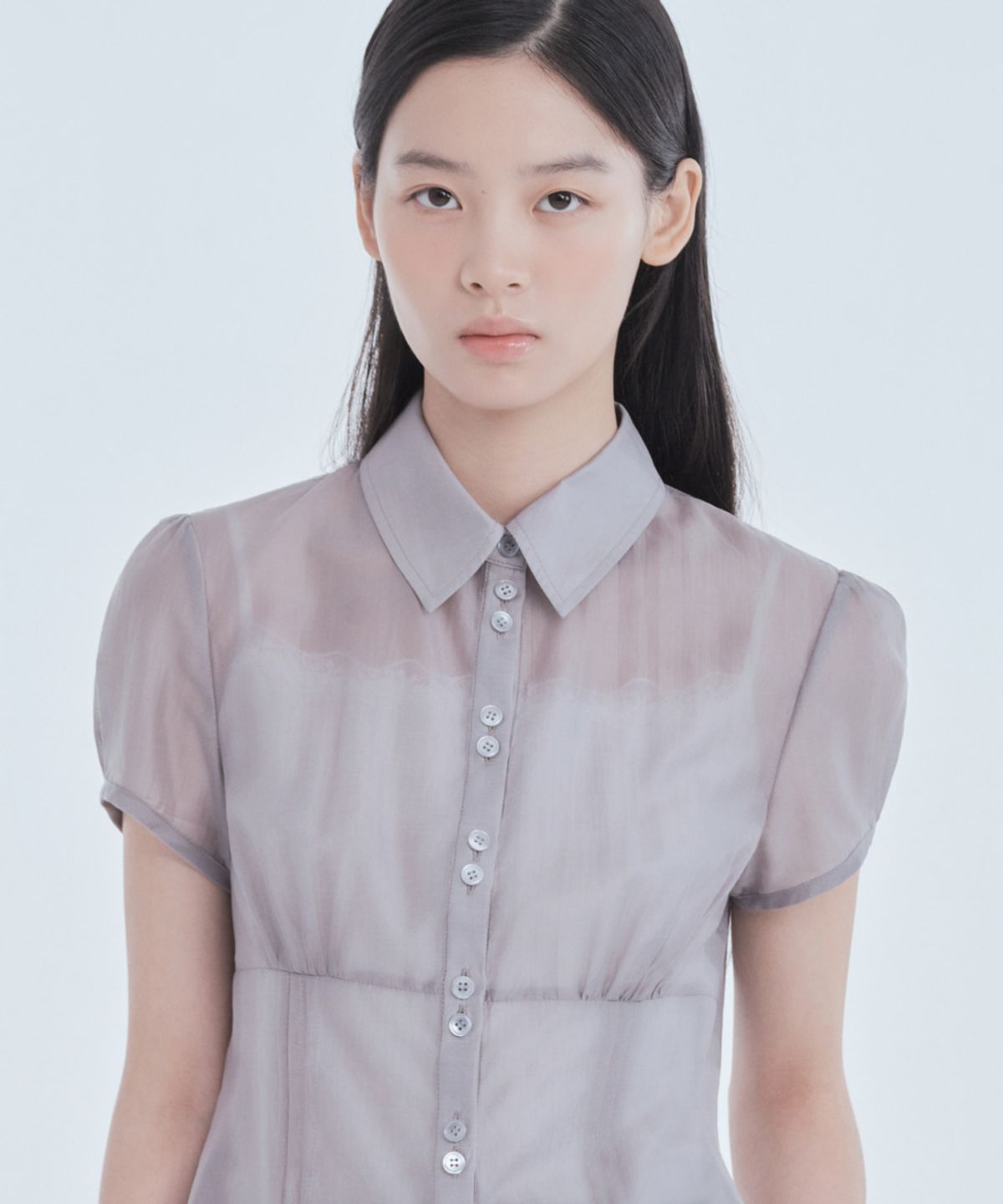 마우솔레움(MAU SOLEUM) Sheer Classic Blouse - Grey
