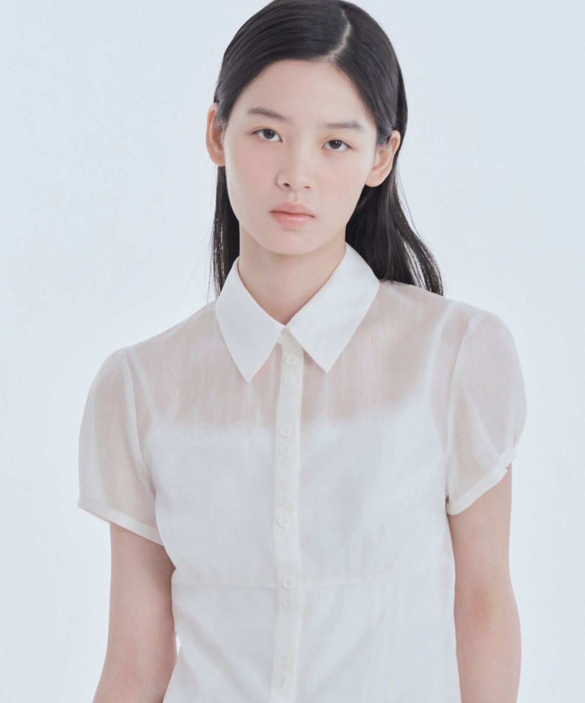 마우솔레움(MAU SOLEUM) Sheer Classic Blouse - Ivory