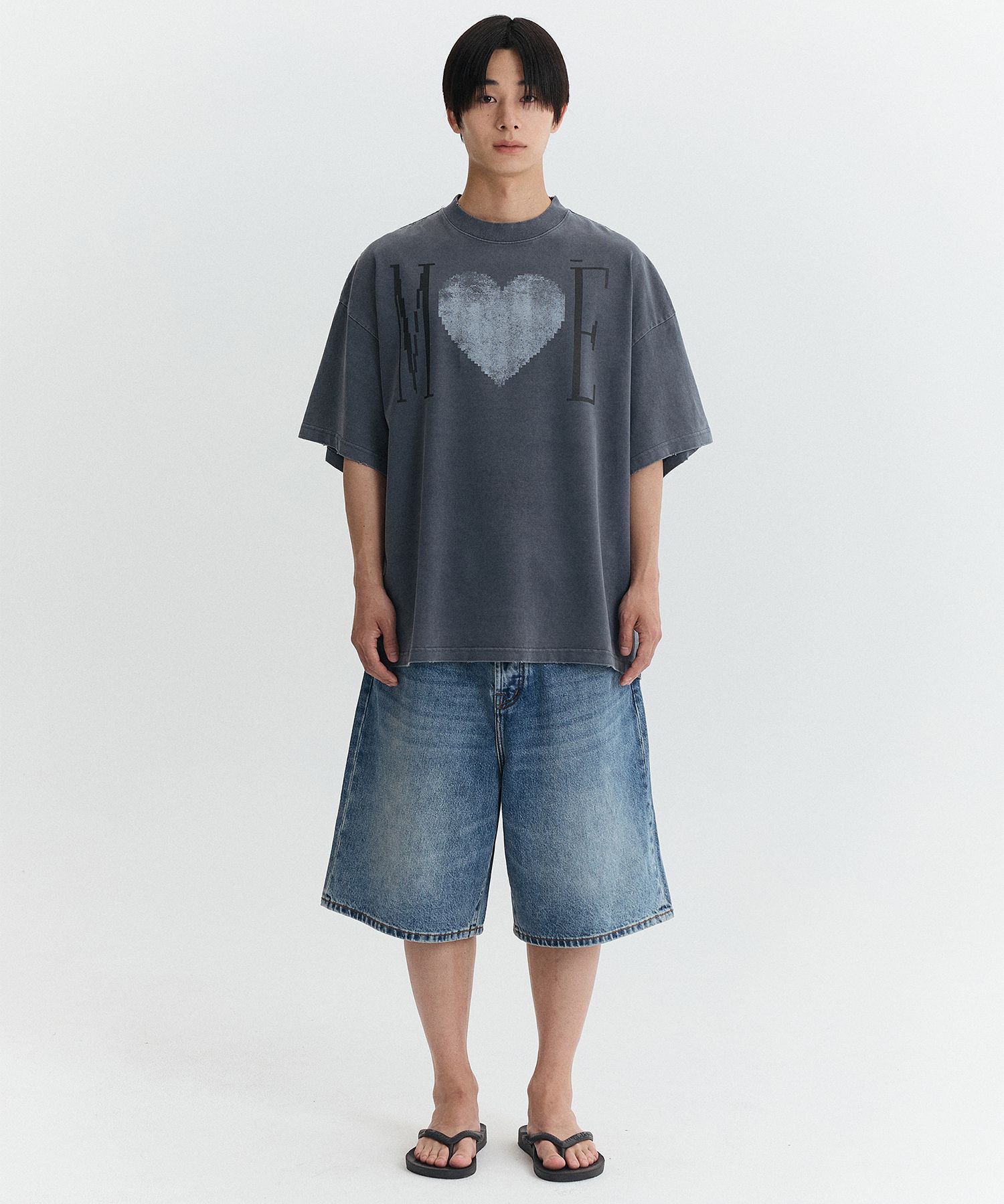 마티레(MTTIRÉ) MÉ VINTAGE HEART OVERSIZED T-SHIRT / NAVY - 사이즈