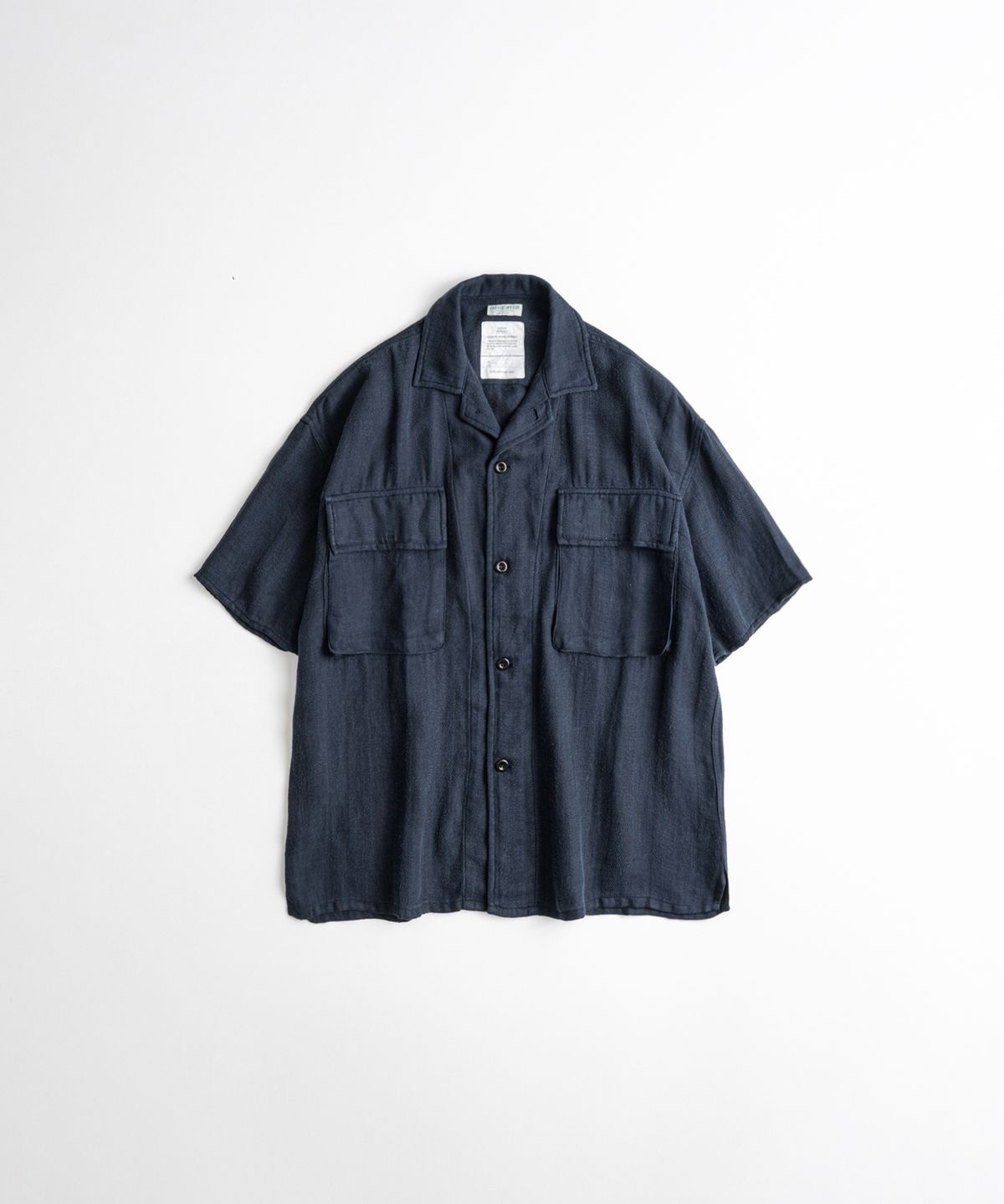 비헤비어(BEHEAVYER) DYED HBT LINEN M43 1/2 SHIRTS navy