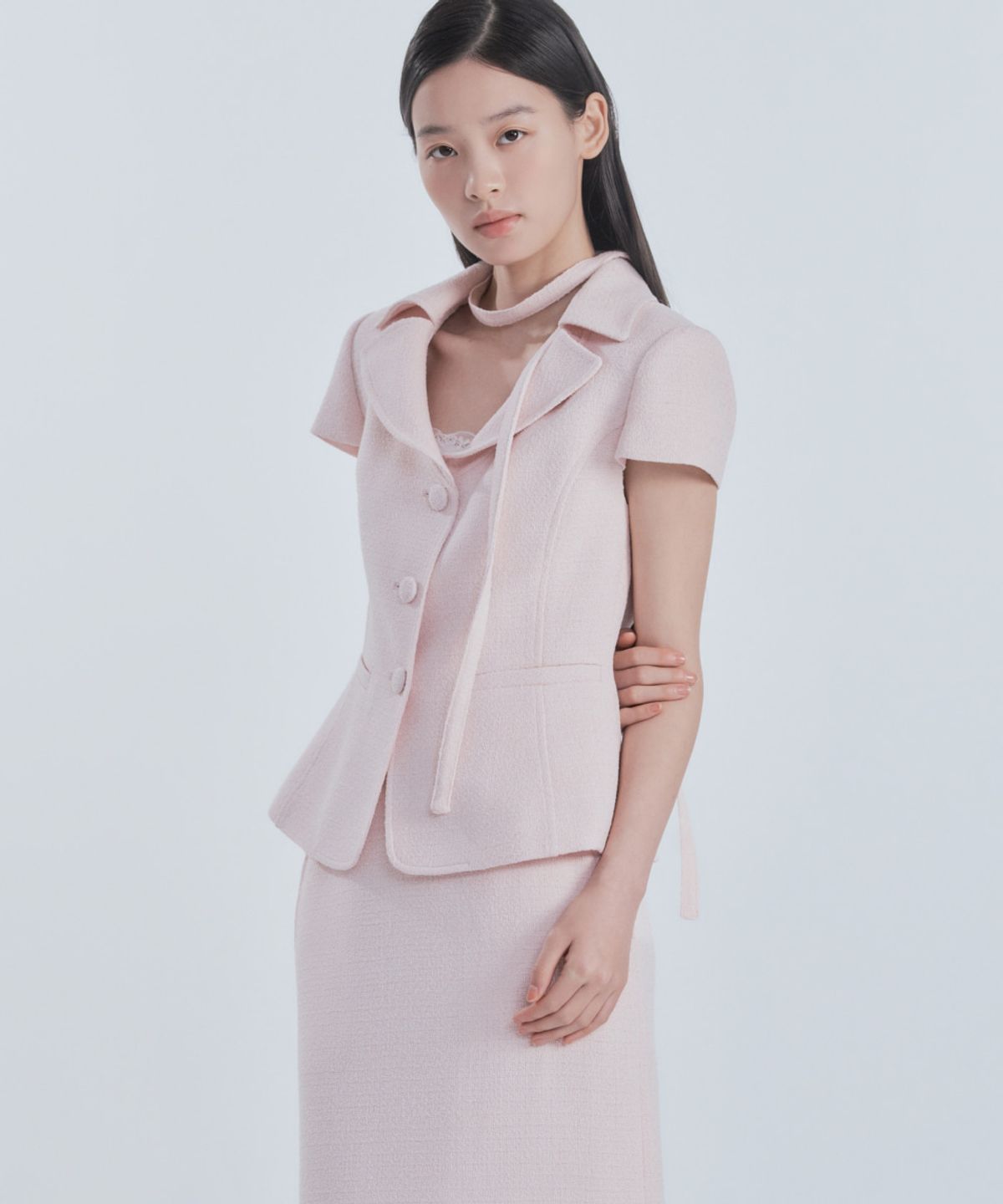 마우솔레움(MAU SOLEUM) MAC Tweed Midi Skirt (Boucle Edition) - Tweed Pink