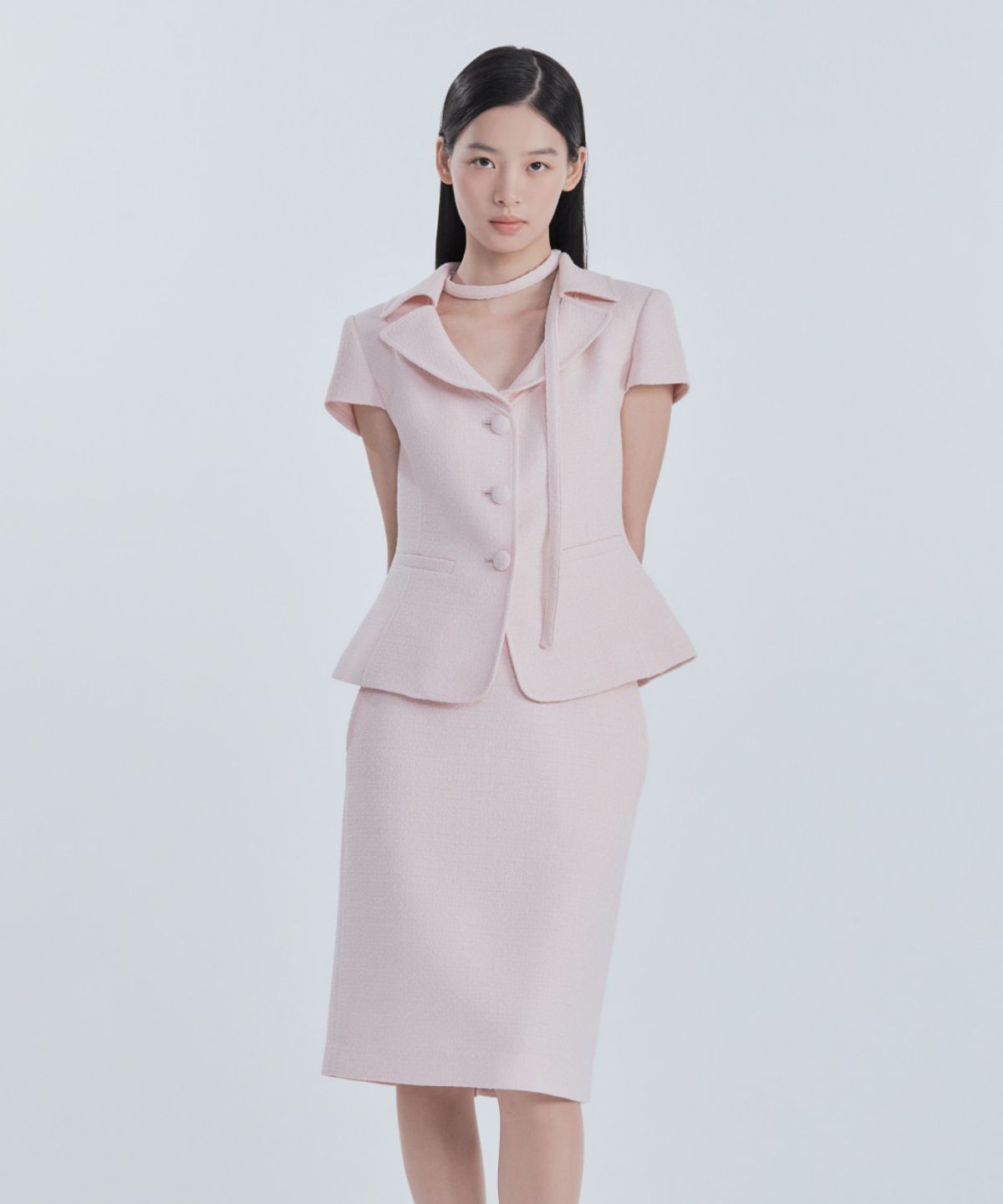 마우솔레움(MAU SOLEUM) MAC Tweed Midi Skirt (Boucle Edition) - Tweed Pink