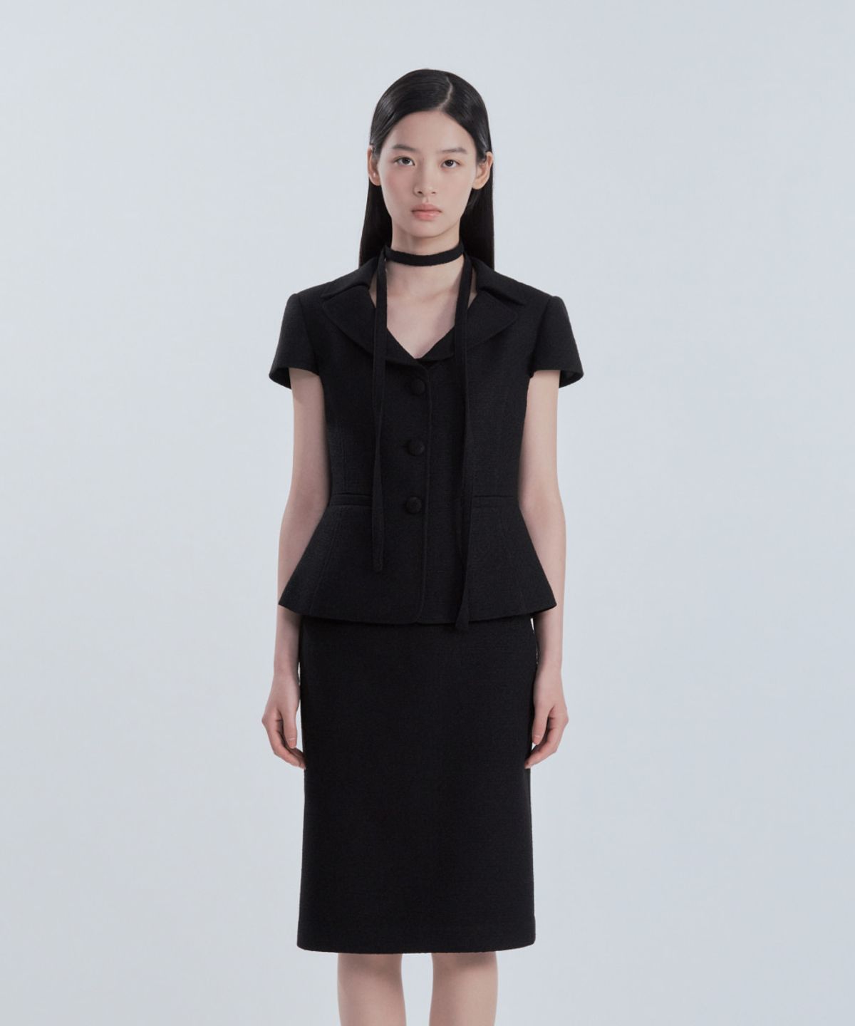 마우솔레움(MAU SOLEUM) MAC Tweed Midi Skirt (Boucle Edition) - Tweed Black