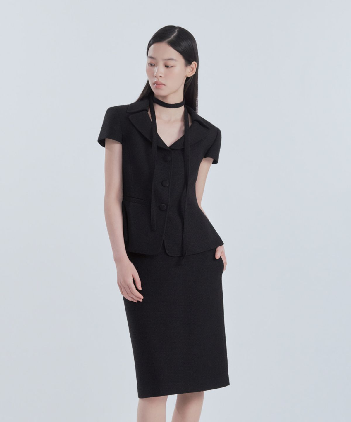 마우솔레움(MAU SOLEUM) MAC Tweed Midi Skirt (Boucle Edition) - Tweed Black