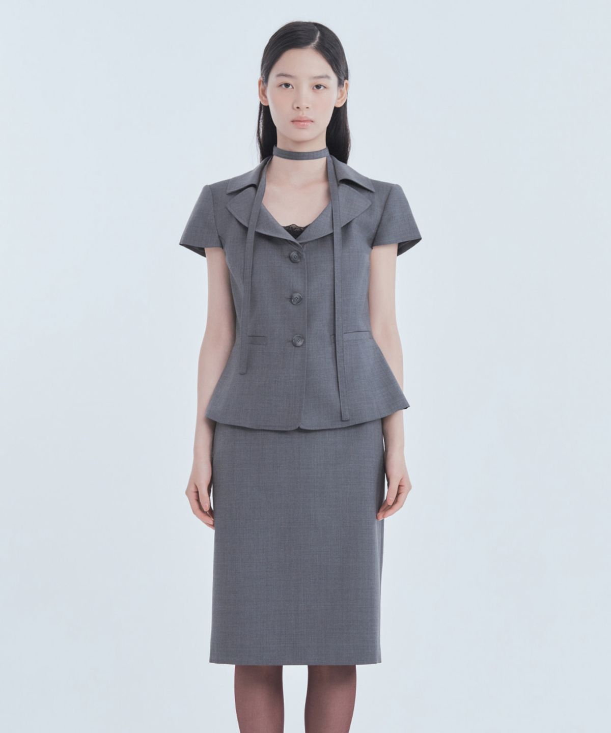 마우솔레움(MAU SOLEUM) MAC Suit Midi Skirt - Grey
