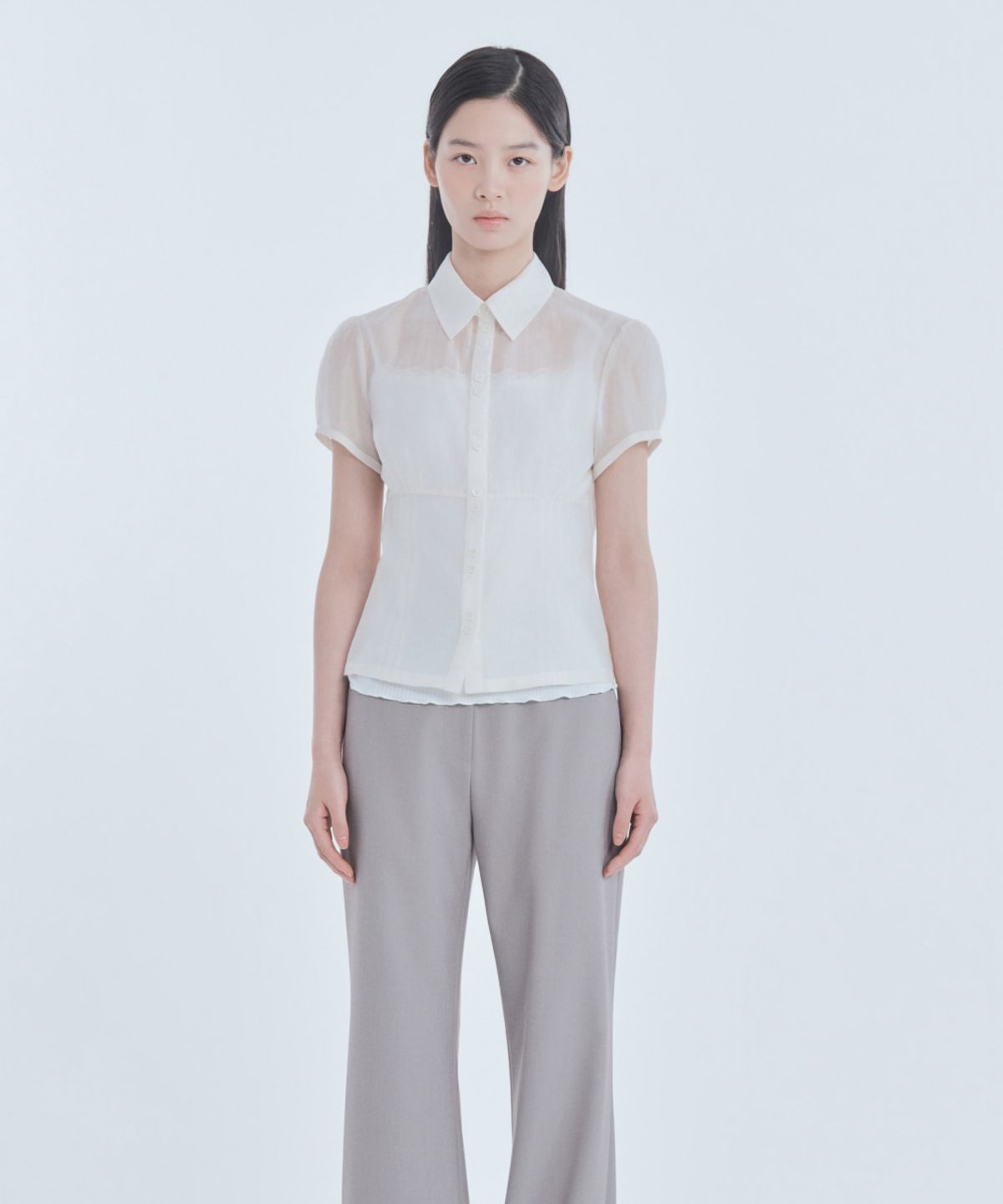 마우솔레움(MAU SOLEUM) Emma Straight Fit Slacks - Ash Beige
