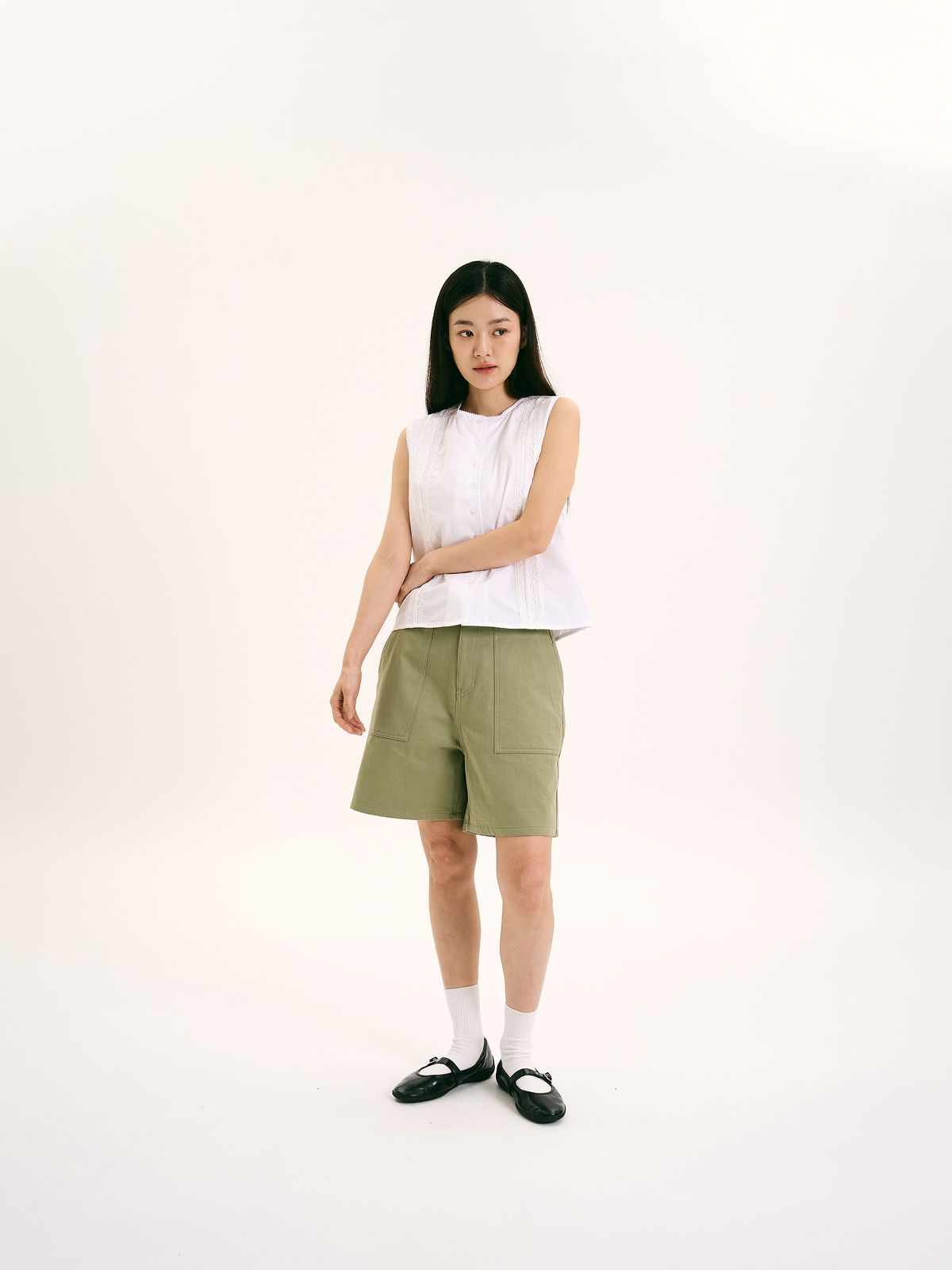 해브해드(HAVEHAD) 퍼티그 쇼츠 (올리브)