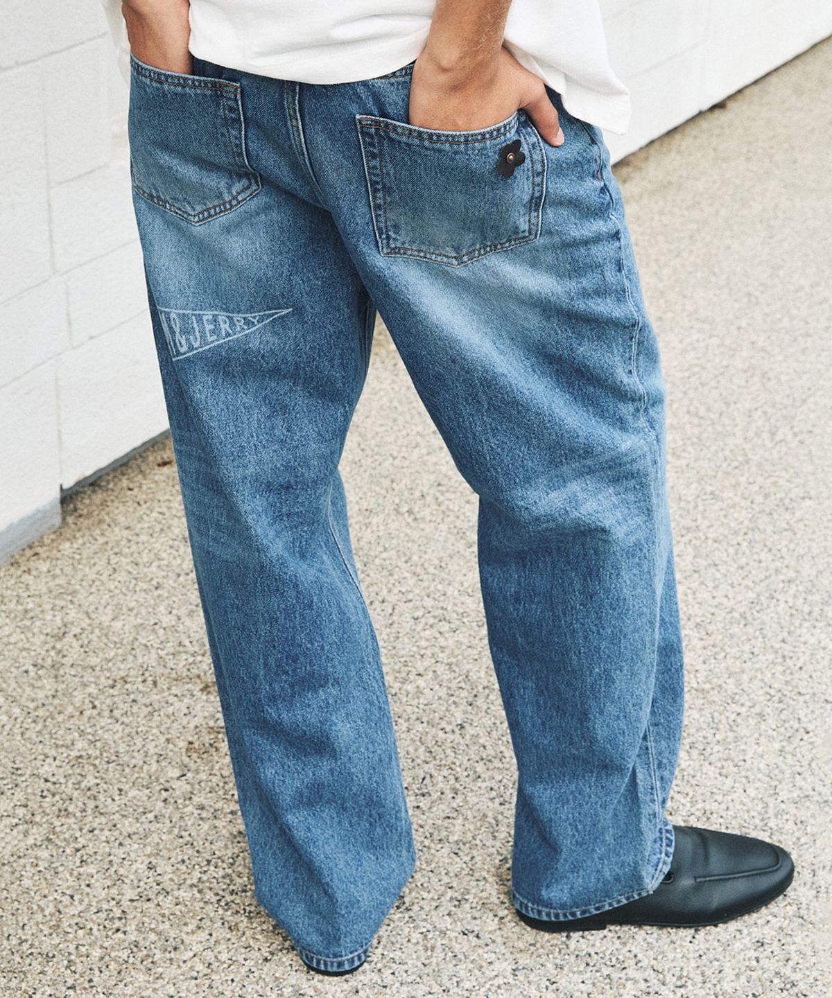 셔터(SHIRTER) TJS PRINTED DENIM PANTS (INDIGO BLUE)