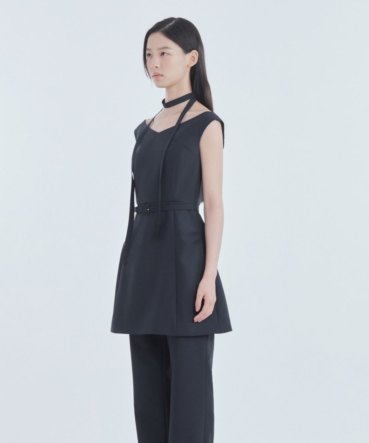 마우솔레움(MAU SOLEUM) Sienna Semi Off-Shoulder Mini Dress - Navy