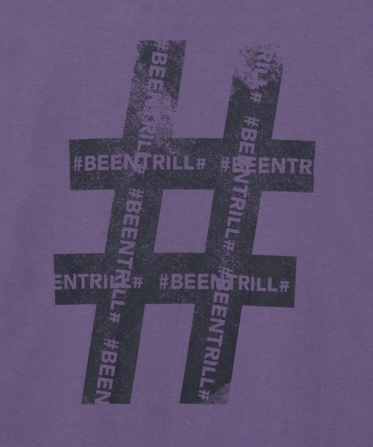 빈트릴(BEENTRILL) 빈티지 해시태그 오버핏 반팔티(바이올렛)