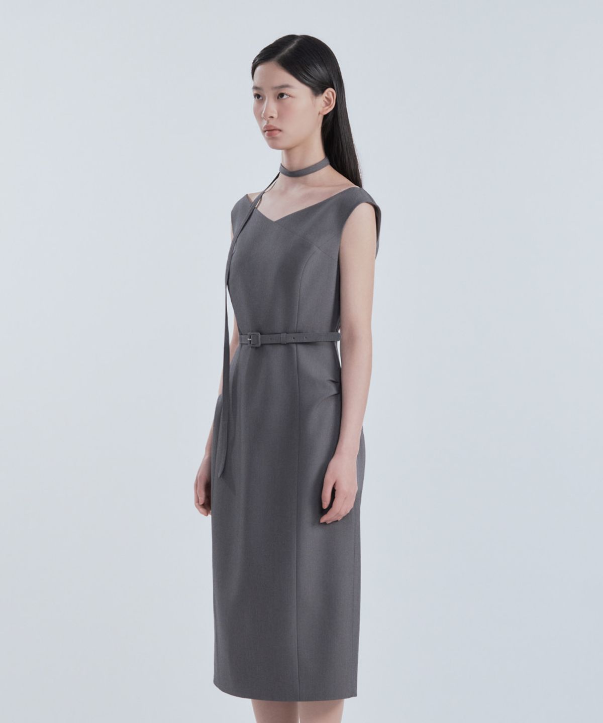 마우솔레움(MAU SOLEUM) Sienna Semi Off-Shoulder Maxi Dress - Grey