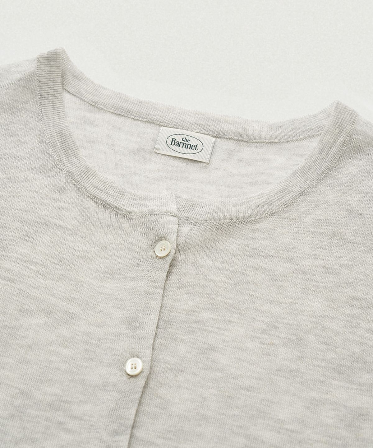 더바넷(THEBARNNET) Hyled Linen Button Cardigan_Light Grey