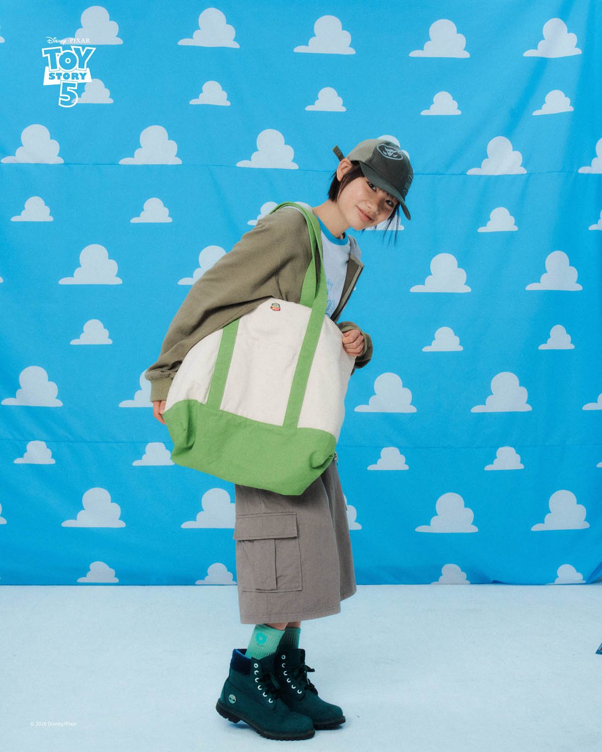 999휴머니티(999HUMANITY) TOY CANVAS TOTE BAG (WASHED GREEN)