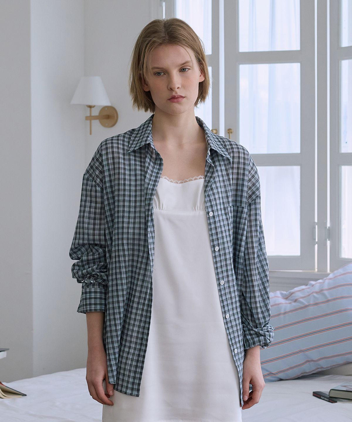애프터아워즈(AFTERHOURS) SUMMER CHECK SHIRTS (BLUE)