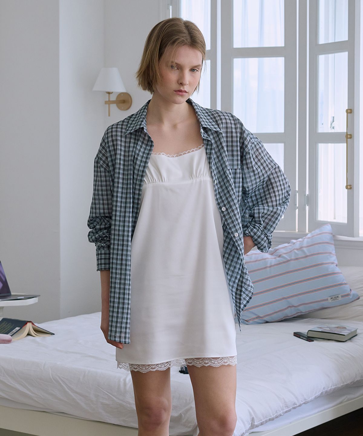 애프터아워즈(AFTERHOURS) SUMMER CHECK SHIRTS (BLUE)