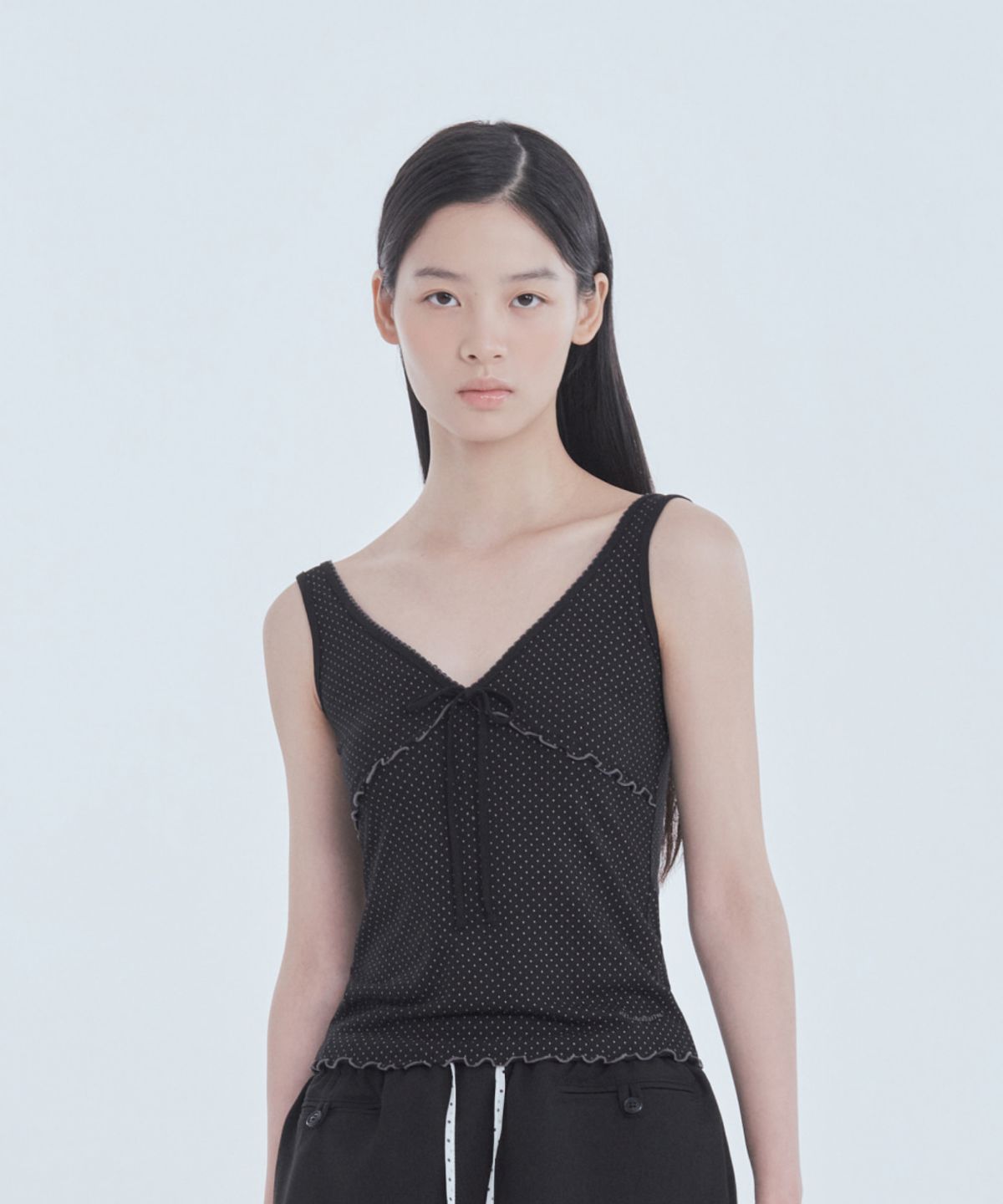 마우솔레움(MAU SOLEUM) Dot Ribbon Top - Black