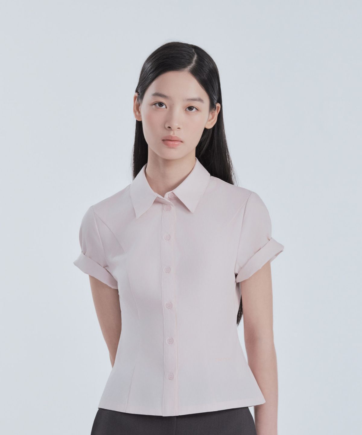 마우솔레움(MAU SOLEUM) Half-Sleeve Tailored Shirt - Pink