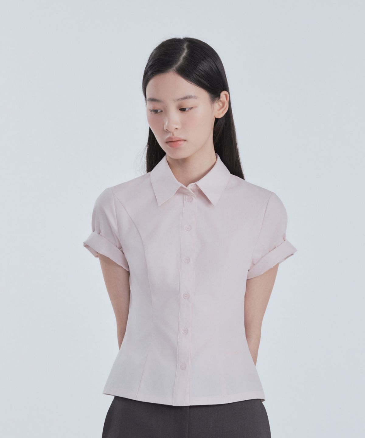 마우솔레움(MAU SOLEUM) Half-Sleeve Tailored Shirt - Pink