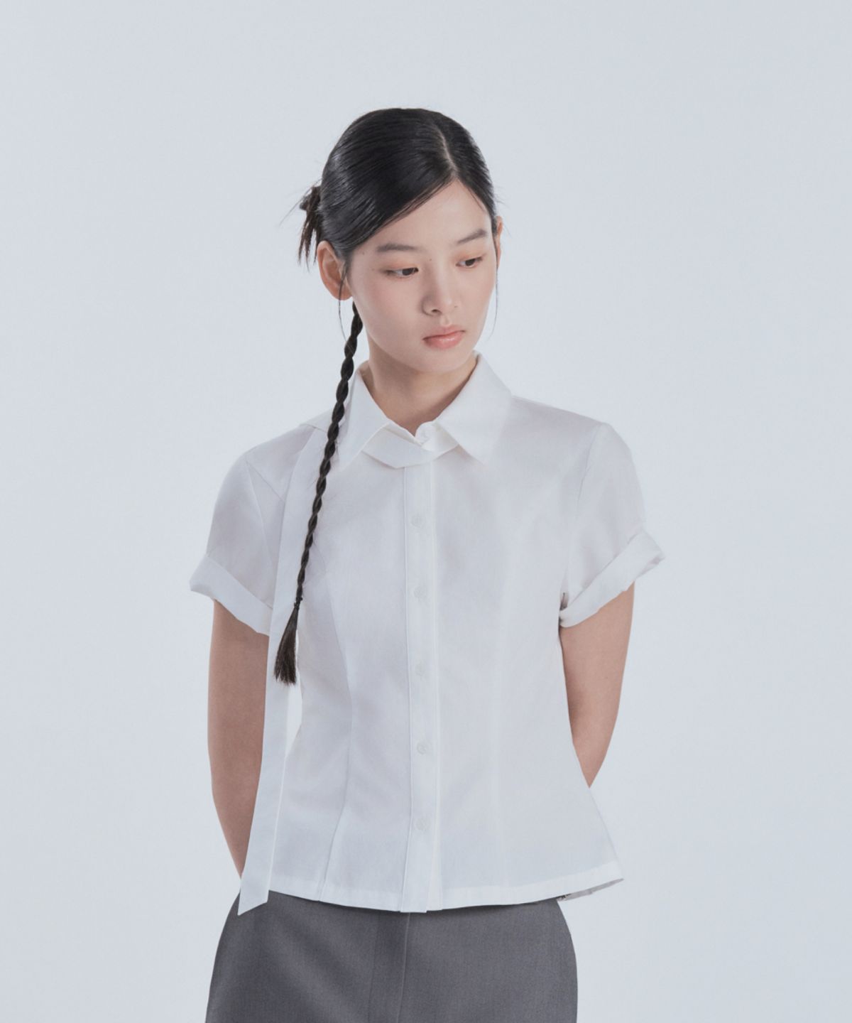 마우솔레움(MAU SOLEUM) Half-Sleeve Tailored Shirt - White