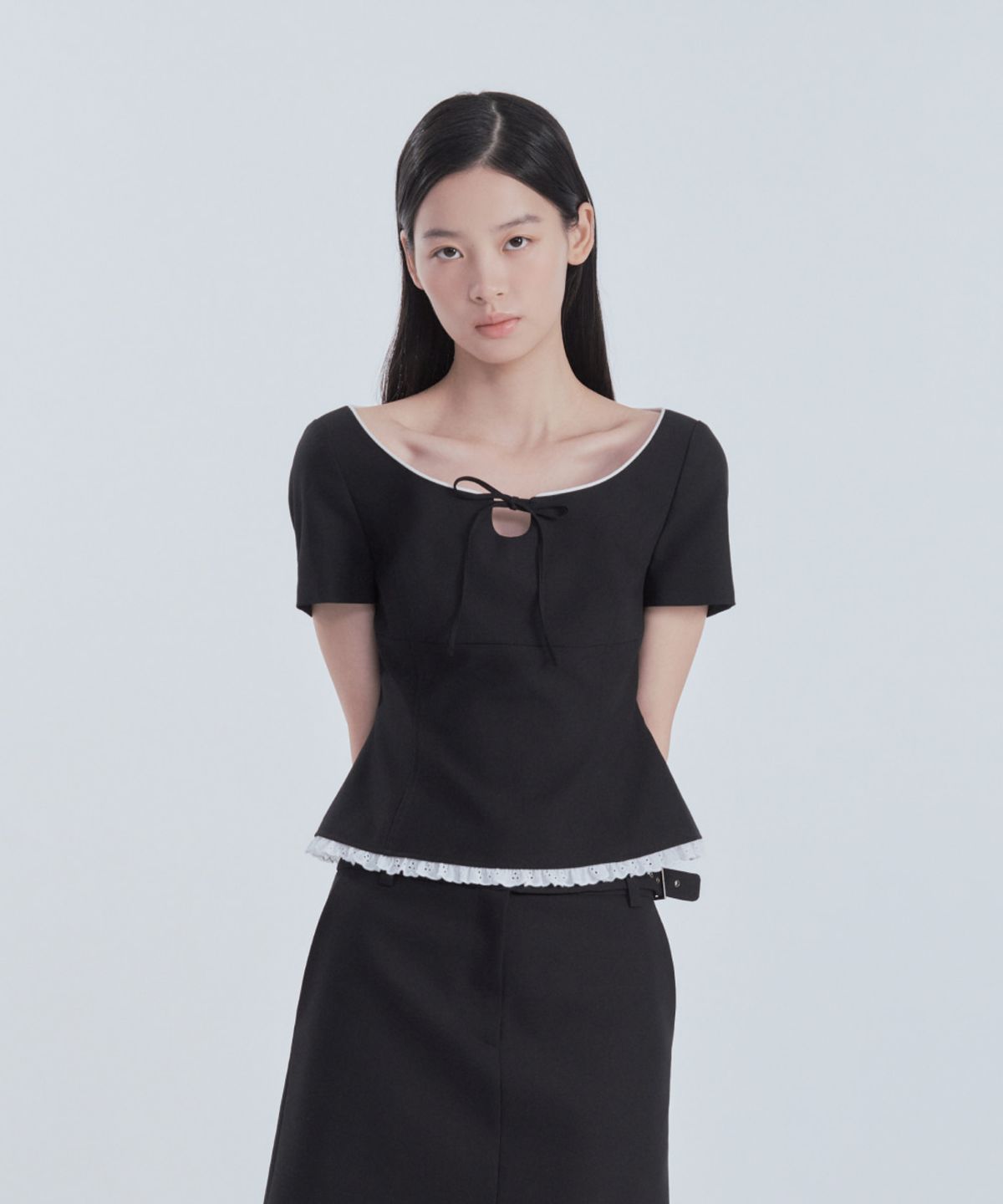 마우솔레움(MAU SOLEUM) Mila Waist A-Line Skirt - Black
