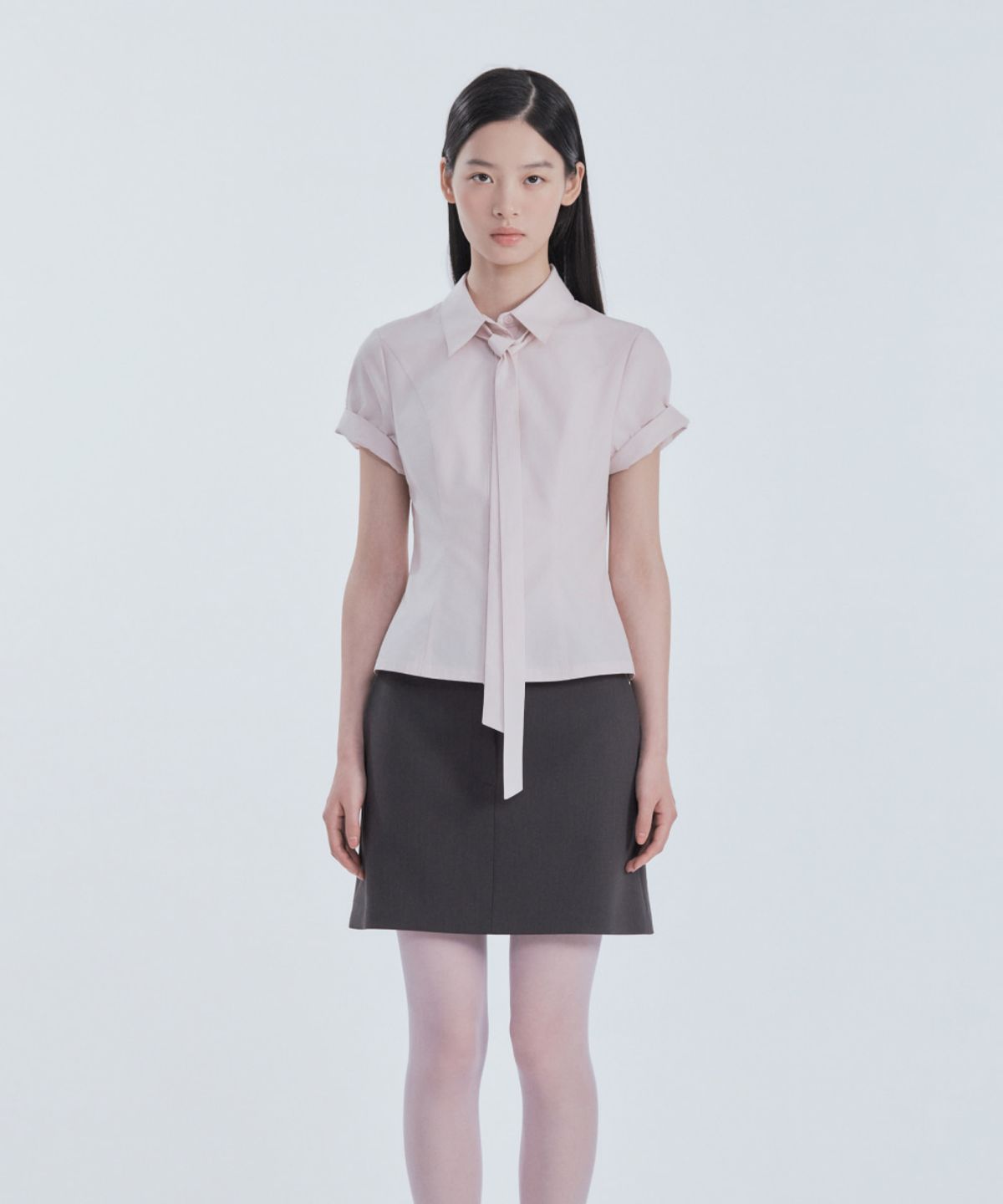 마우솔레움(MAU SOLEUM) Mila Waist A-Line Skirt - Charcoal