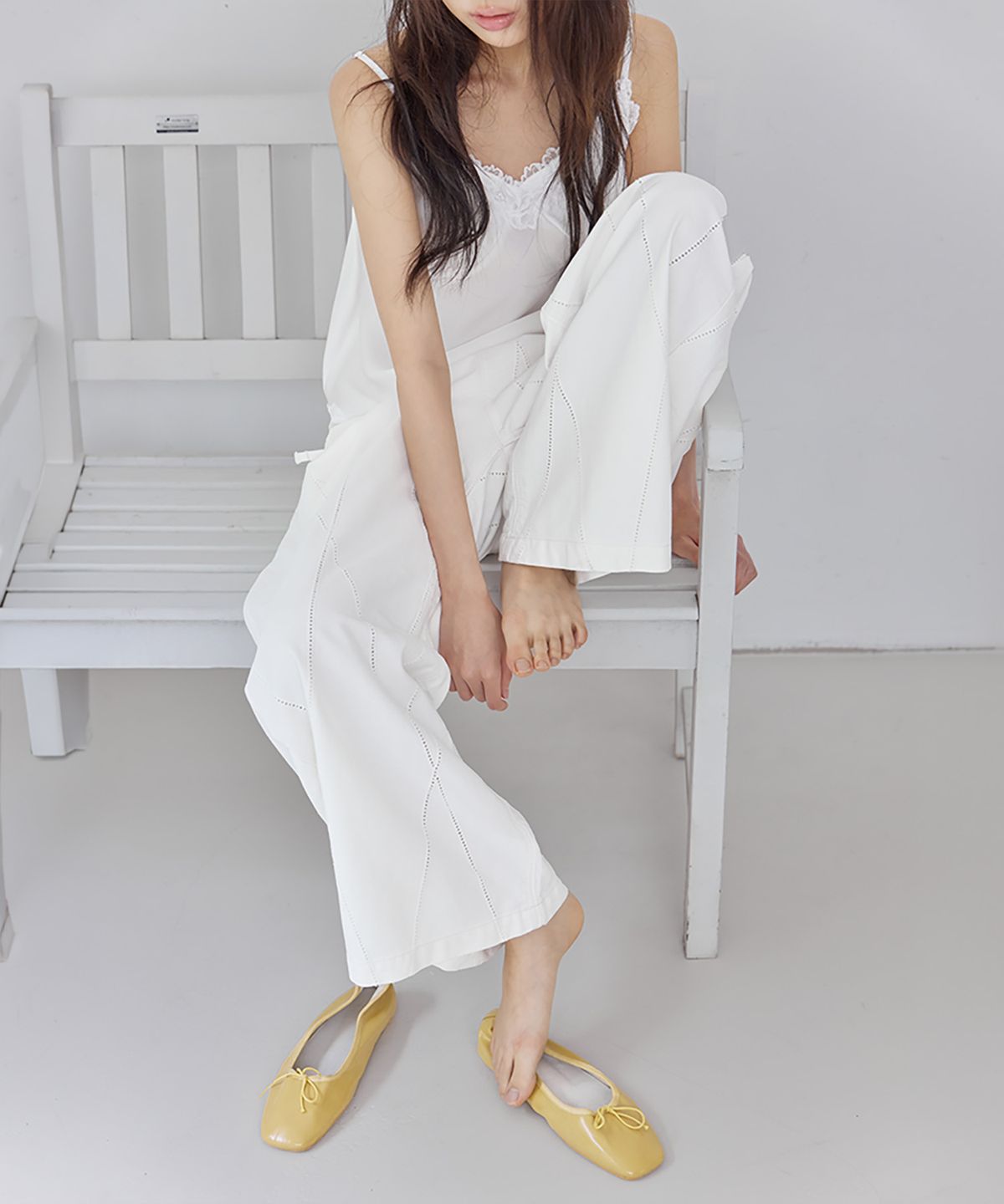 런던다다(LONDONDADA) Soft Cotton Punching Easy Pants, IVORY