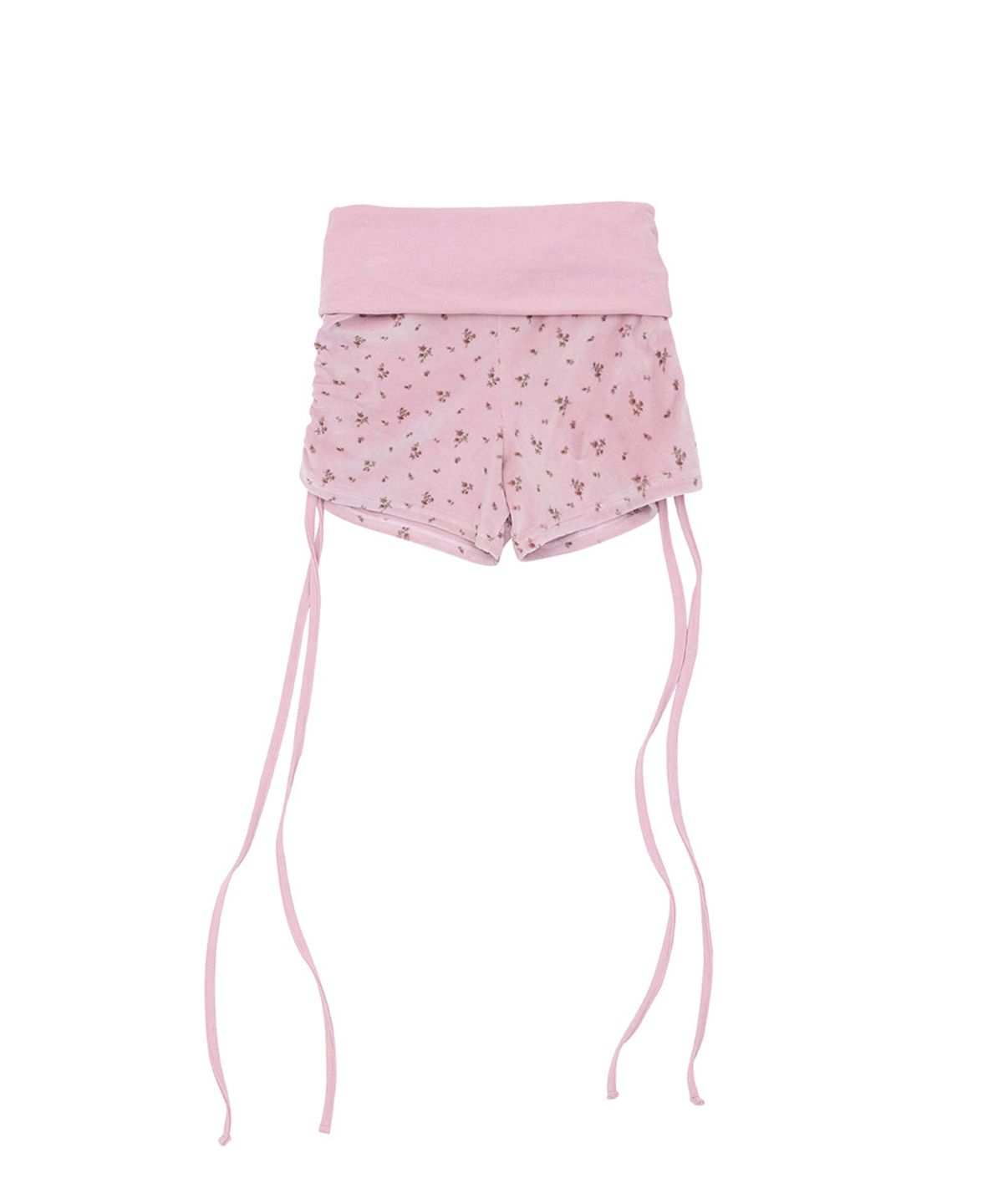 노 엑스트라 터치(NO EXTRA TOUCH) Velvet Shirred Belted Micro Shorts (Pink) / 26SMSP002PI