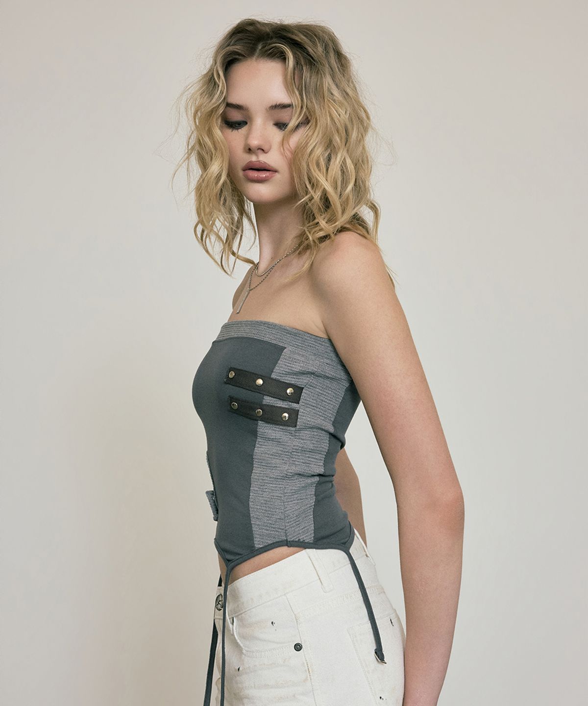 노 엑스트라 터치(NO EXTRA TOUCH) Two-way Side Rib Sleeveless (Charcoal) / 26SMSL006CH