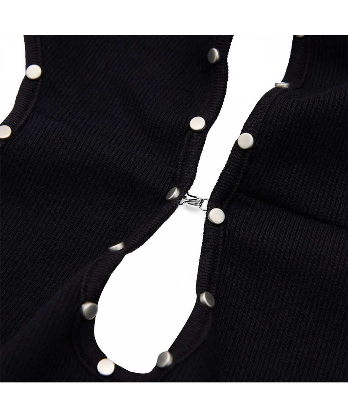 노 엑스트라 터치(NO EXTRA TOUCH) Eyelet Hoodie Sleeveless (Black) / 26SMSL004BK