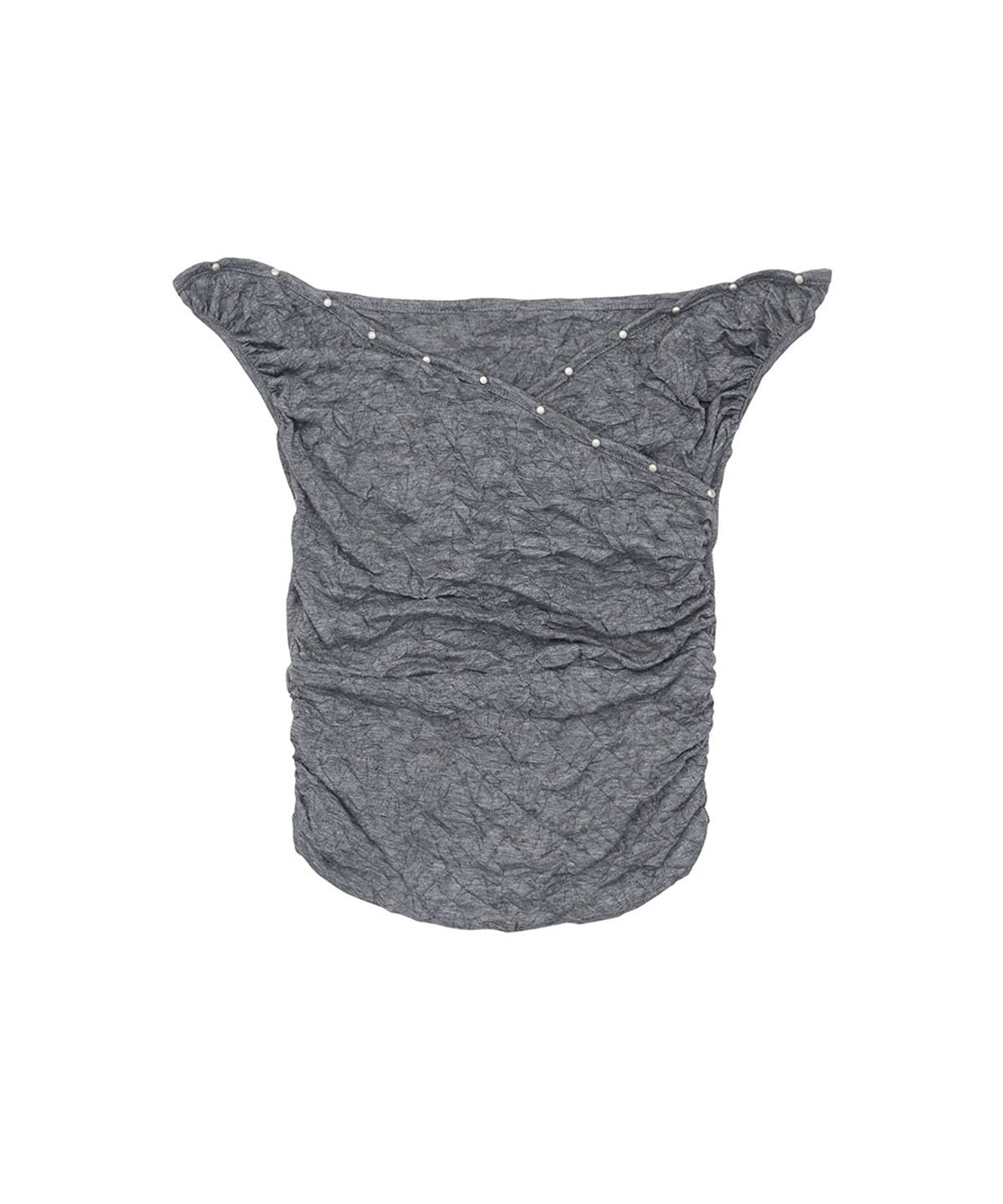 노 엑스트라 터치(NO EXTRA TOUCH) Studded Wrinkle Lace Layered Blouse (Charcoal) / 26SMBL001CH