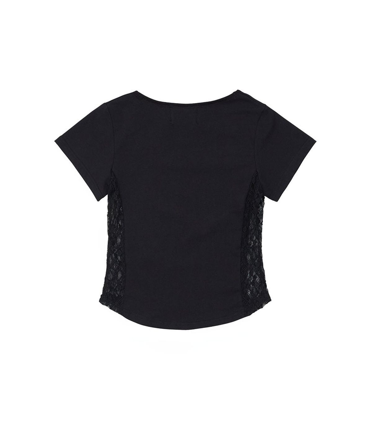 노 엑스트라 터치(NO EXTRA TOUCH) Side Lace Short Sleeve T-shirt (Black) / 26SMTS003BK