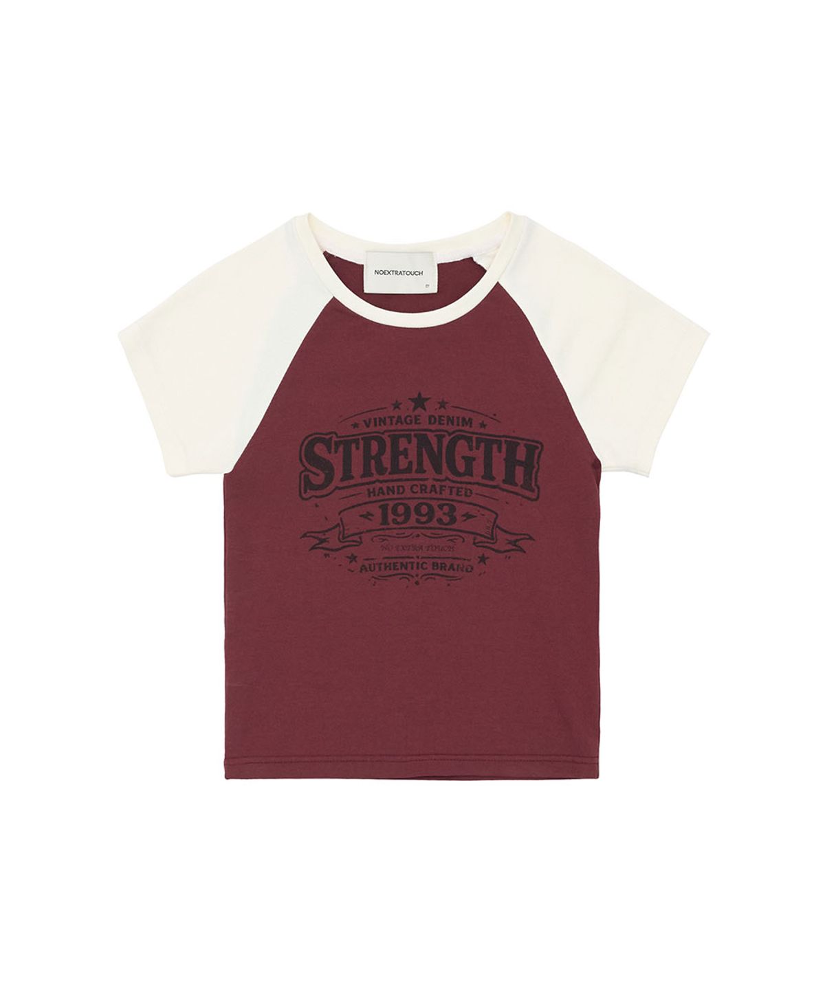 노 엑스트라 터치(NO EXTRA TOUCH) Strength Raglan Short Sleeve T-shirt (Wine) / 26SMTS002WI