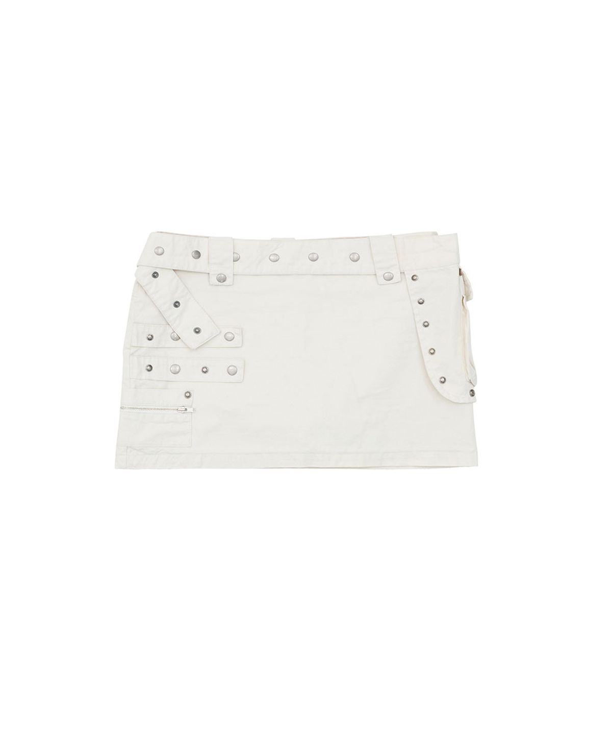 노 엑스트라 터치(NO EXTRA TOUCH) Dyed Belted Bag Studded Mini Skirt Shorts (Ivory) / 26SMSK002IV