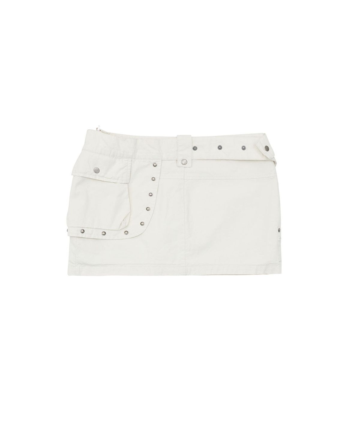 노 엑스트라 터치(NO EXTRA TOUCH) Dyed Belted Bag Studded Mini Skirt Shorts (Ivory) / 26SMSK002IV
