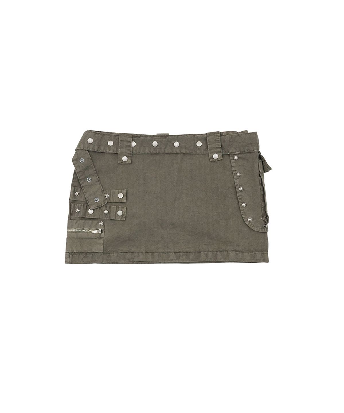 노 엑스트라 터치(NO EXTRA TOUCH) Dyed Belted Bag Studded Mini Skirt Shorts (Khaki) / 26SMSK002KH