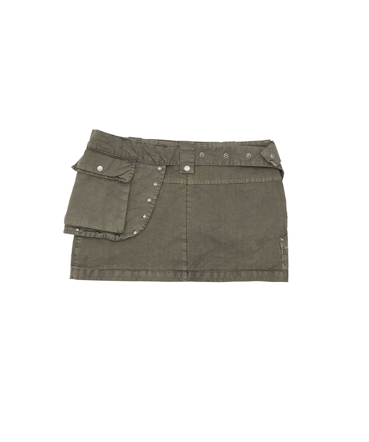 노 엑스트라 터치(NO EXTRA TOUCH) Dyed Belted Bag Studded Mini Skirt Shorts (Khaki) / 26SMSK002KH