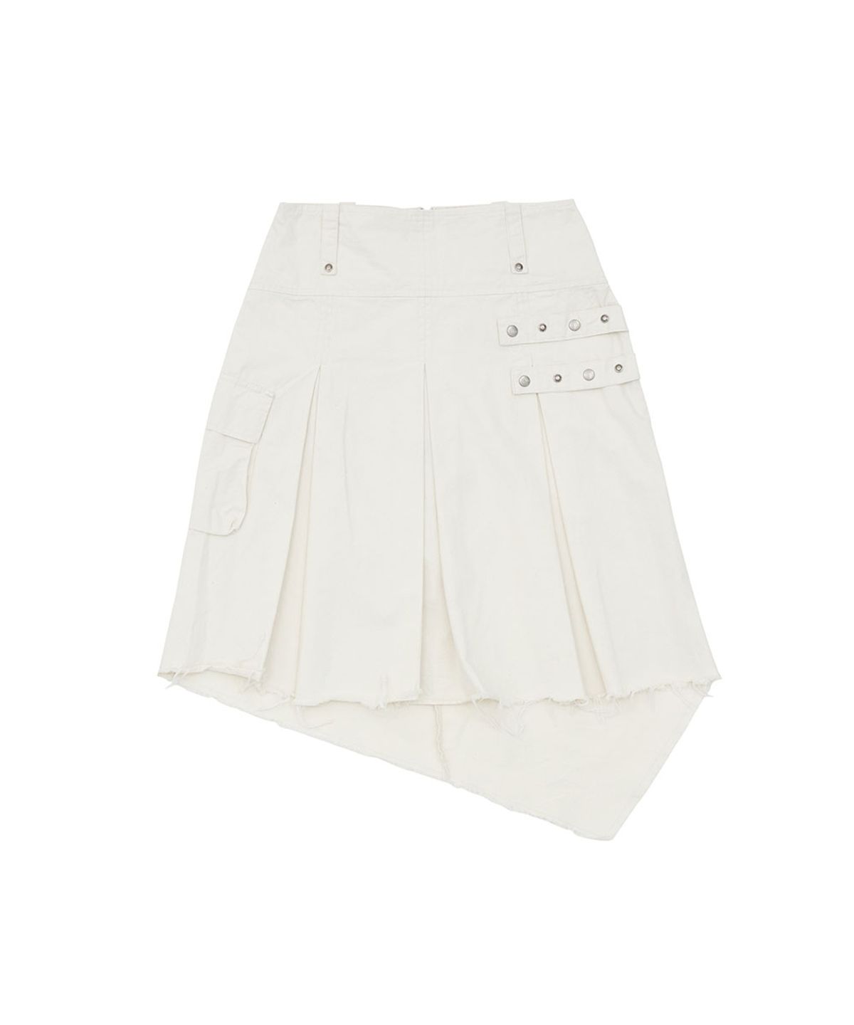노 엑스트라 터치(NO EXTRA TOUCH) Dyed Snap Stud Midi Skirt (Ivory) / 26SMSK001IV