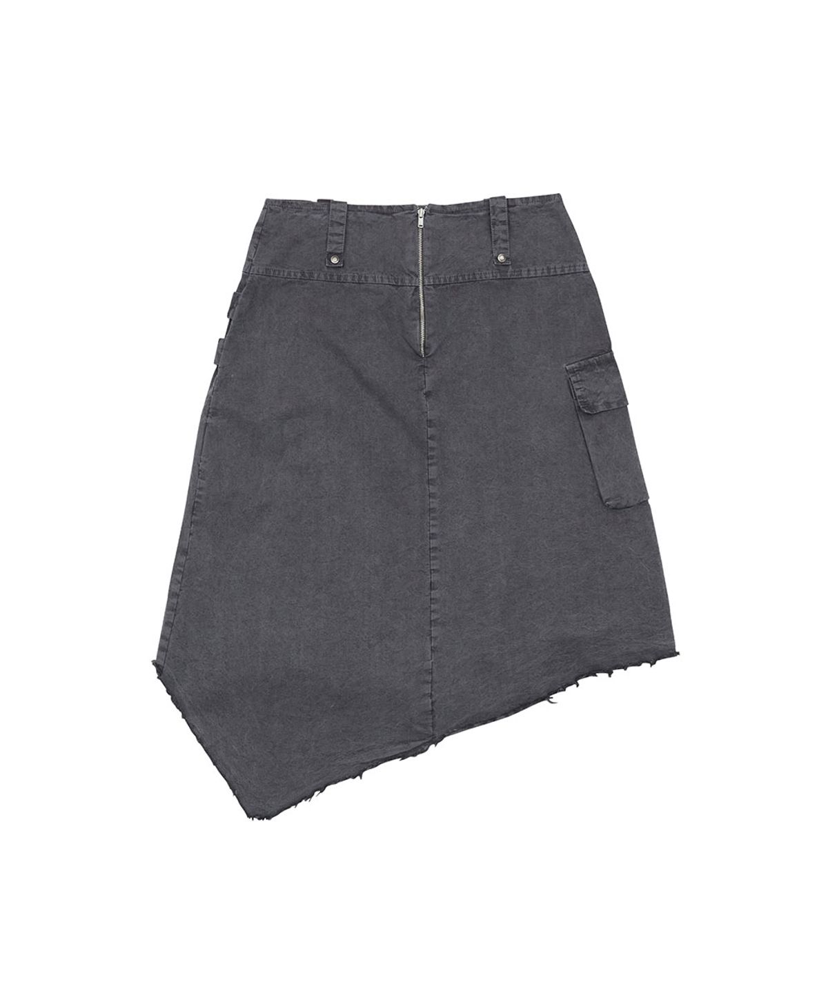 노 엑스트라 터치(NO EXTRA TOUCH) Dyed Snap Stud Midi Skirt (Charcoal) / 26SMSK001CH