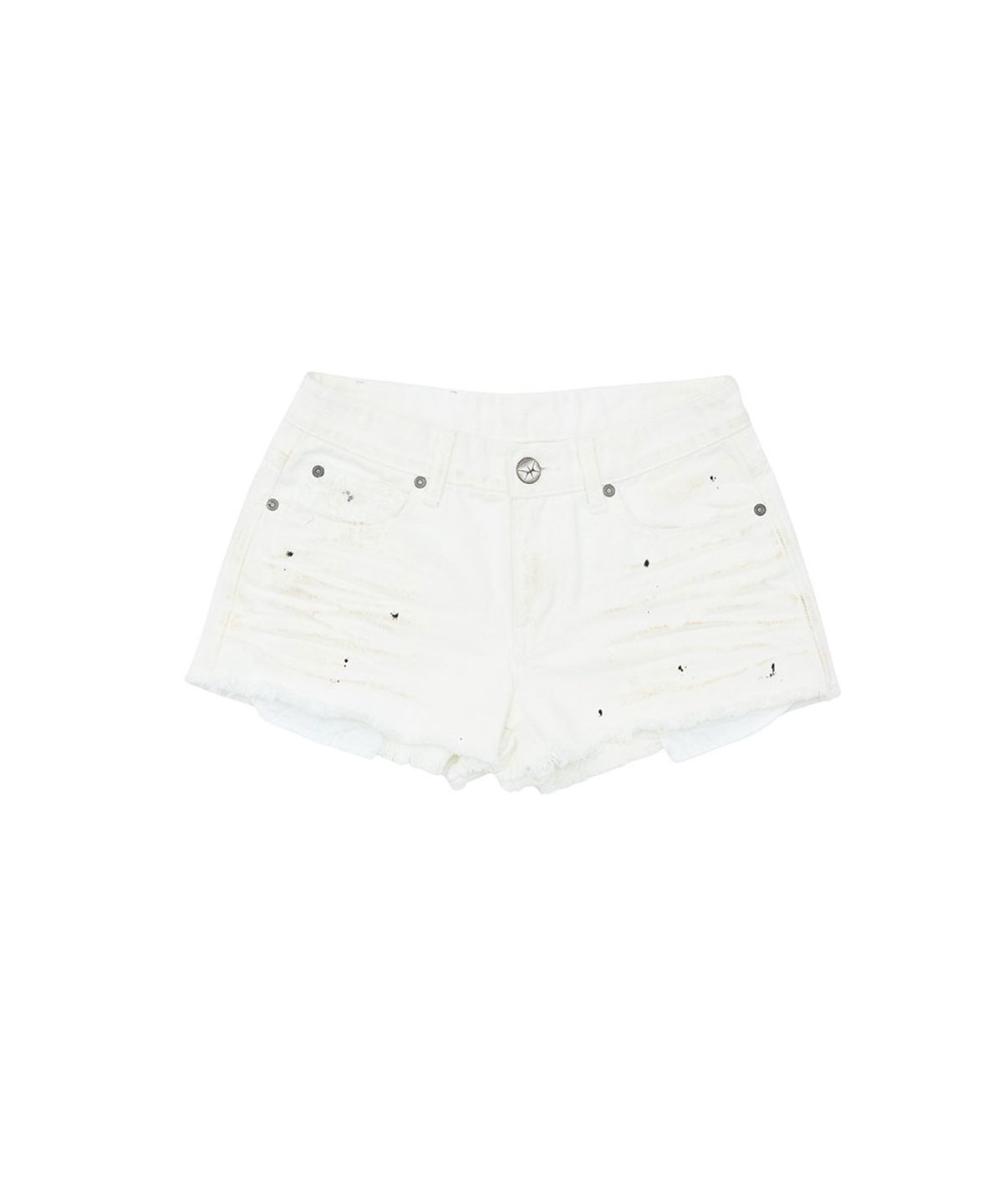 노 엑스트라 터치(NO EXTRA TOUCH) Dirty Washed Lace Low-Rise Shorts (White) / 26SMSP004WH